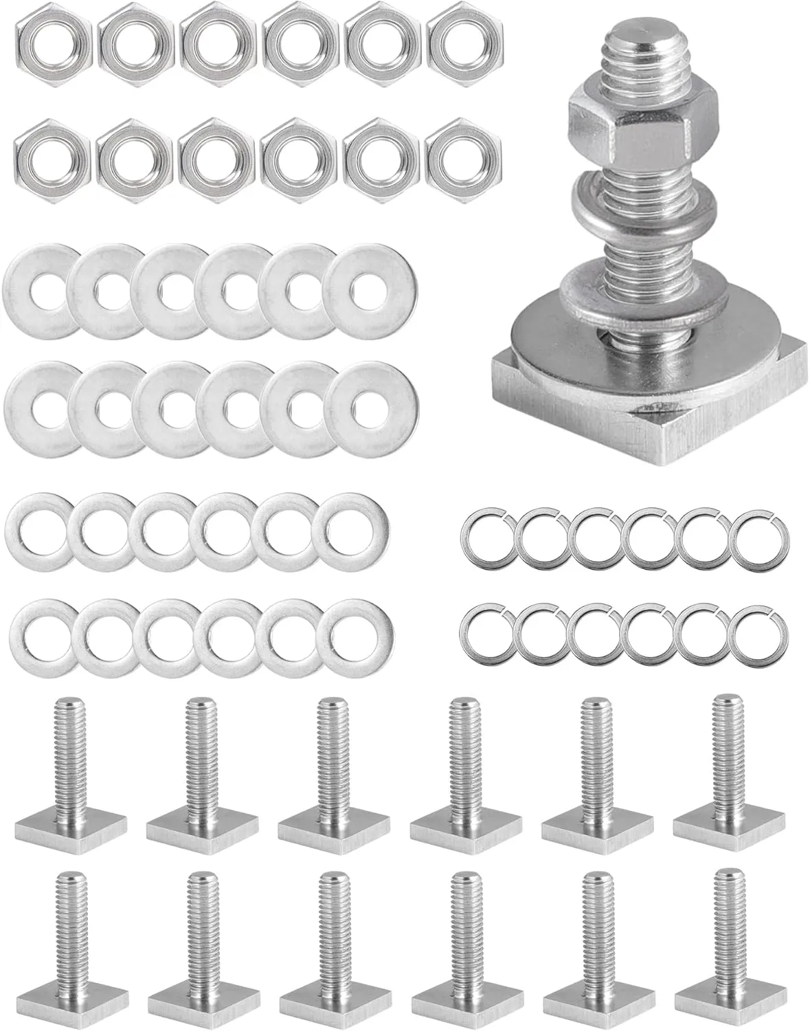 T Slot Bolts for Thule, Yakima Roof Rack Cross Bars, Platform, Cargo Basket, Stainless Square T Track Bolt Adapter to Secure Bike/Ski/Kayak Rack, Solar Panel, Awning