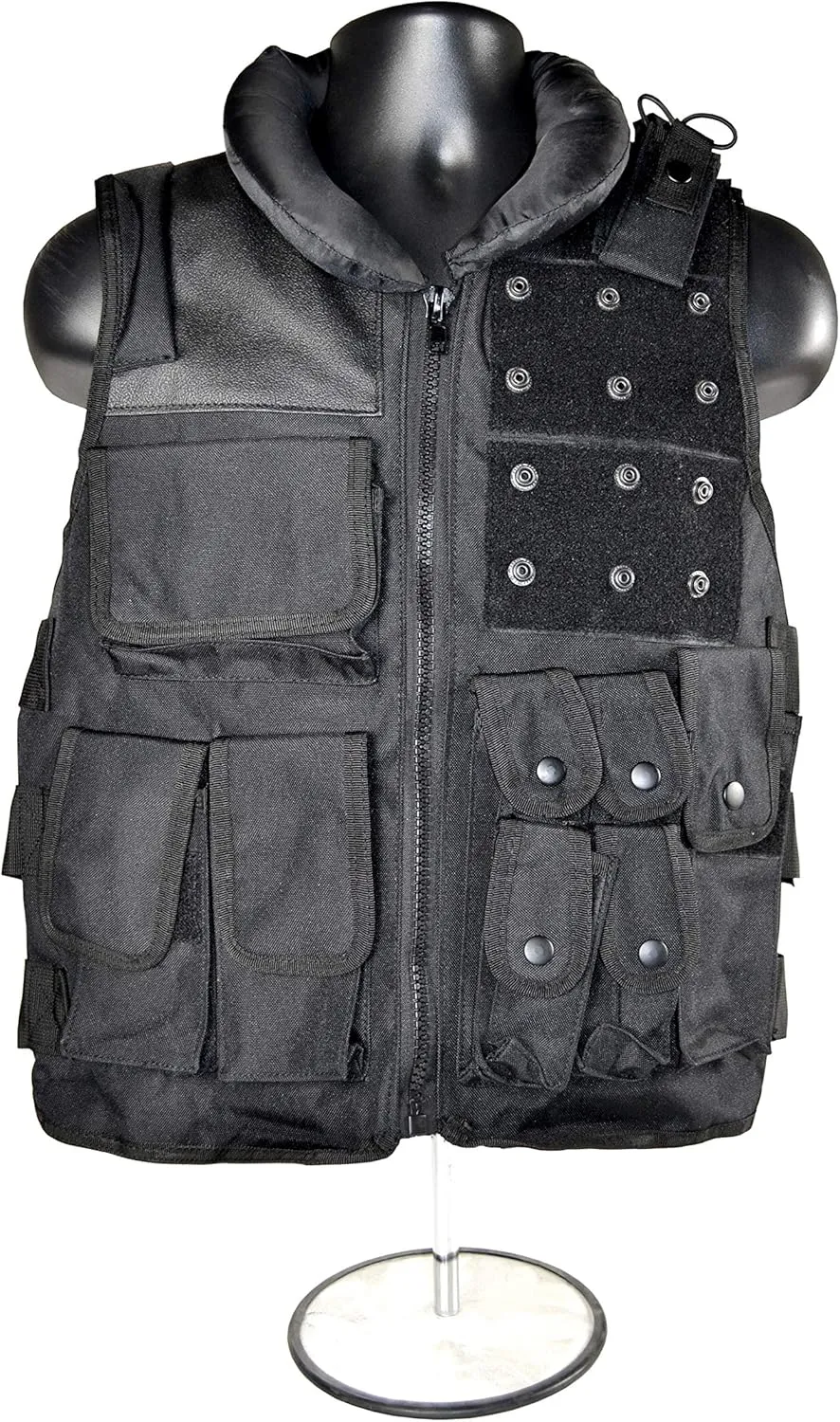 Tactical Utility Vest with Heavy Duty Canvas Construction in Black