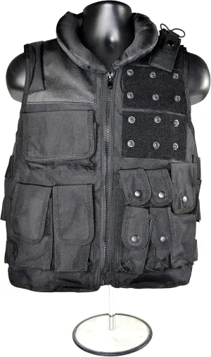 Tactical Utility Vest with Heavy Duty Canvas Construction in Black