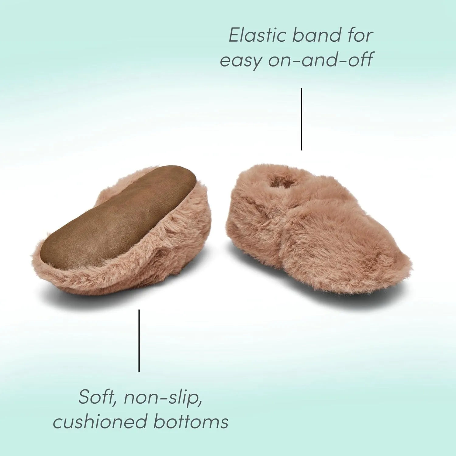 Ten Little Kids Cozy Slippers for Toddler Boys & Girls, Faux-Fur with Warm Fleece Lining, Canvas Gift Bag, Non-Slip Cushioned Bottom, Brown