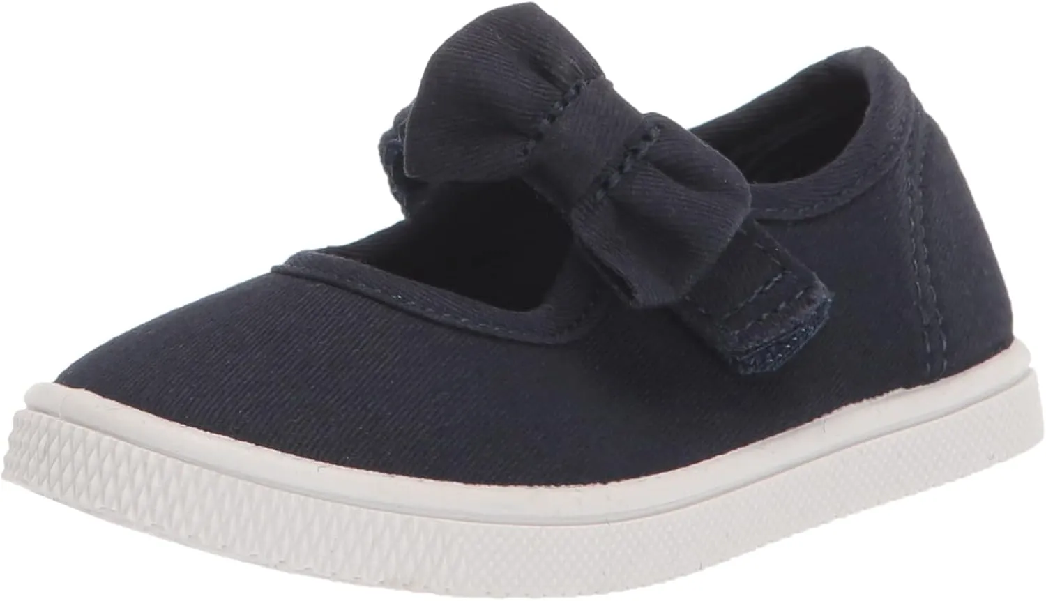 The Children's Place,baby-girls,Slip on Sneakers,Uniform Bow Strap Canvas Sneakers,Navy,10 Toddler