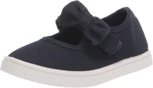 The Children's Place,baby-girls,Slip on Sneakers,Uniform Bow Strap Canvas Sneakers,Navy,10 Toddler