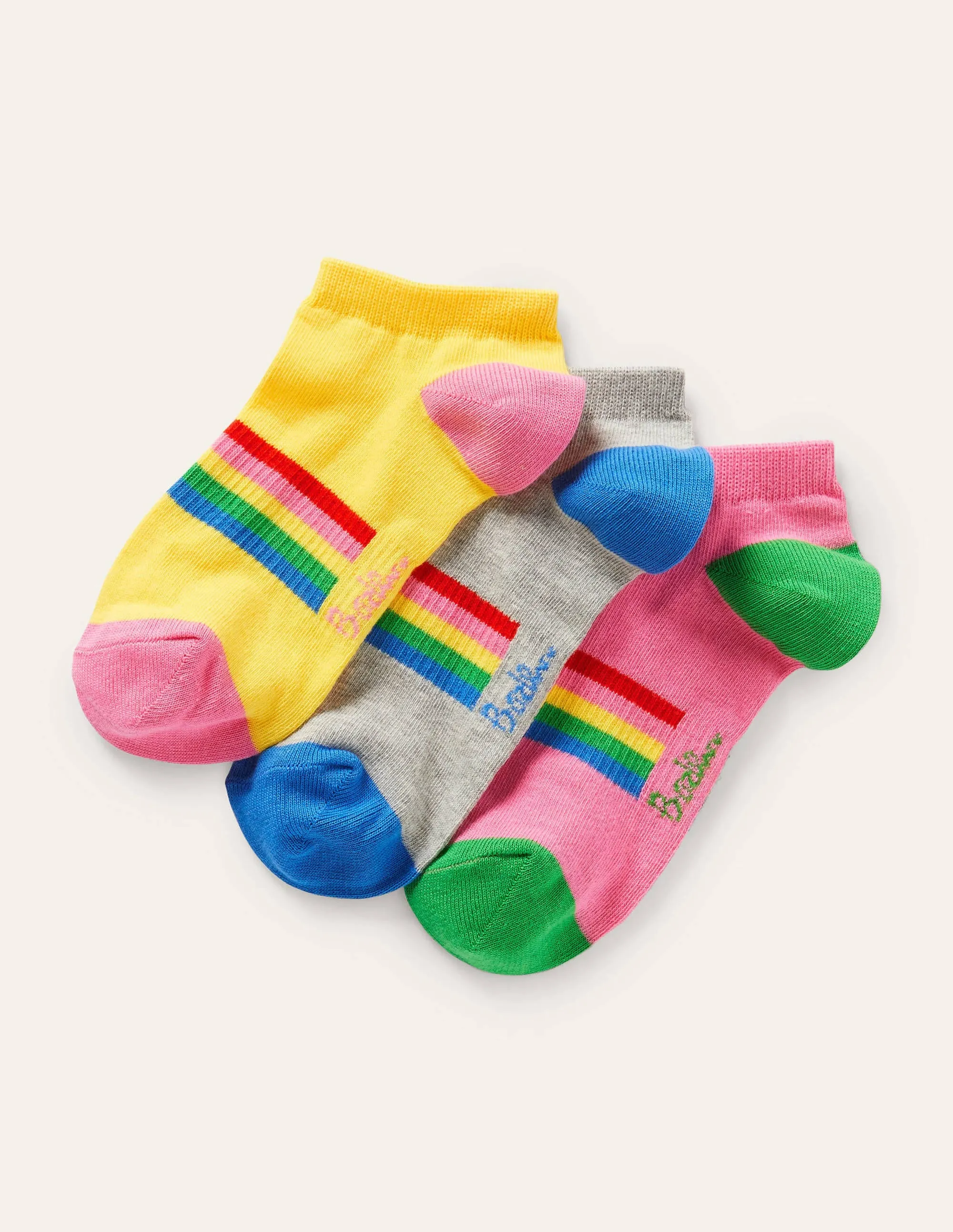 Three Pack Trainer Socks-Stripe