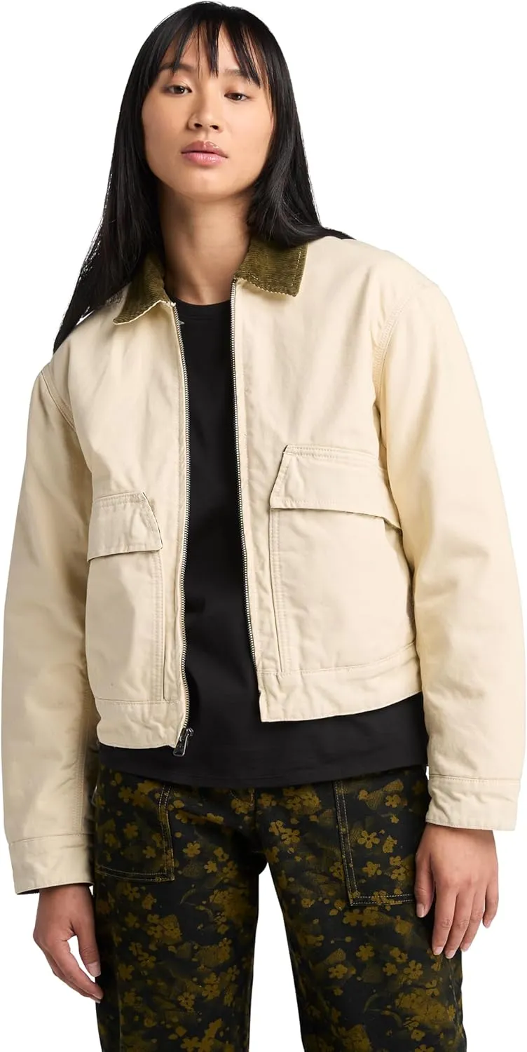 Timberland Women's Quilted Washed Canvas Jacket, Angora, Medium