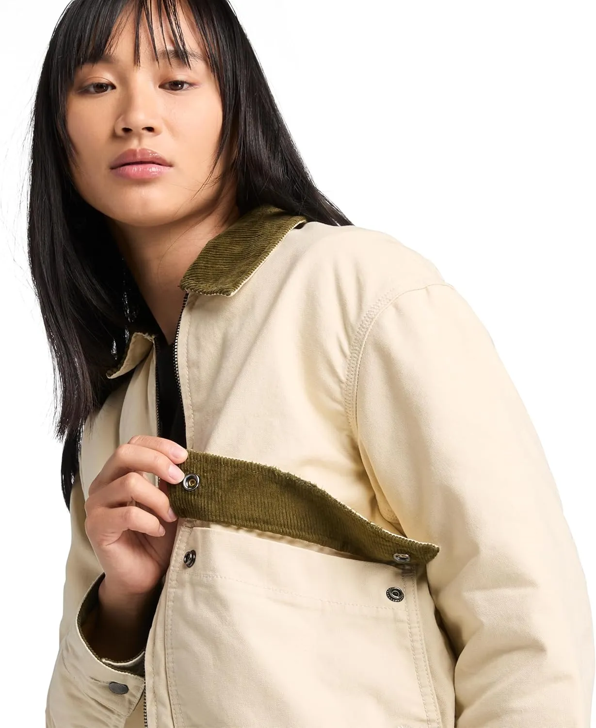 Timberland Women's Quilted Washed Canvas Jacket, Angora, Medium