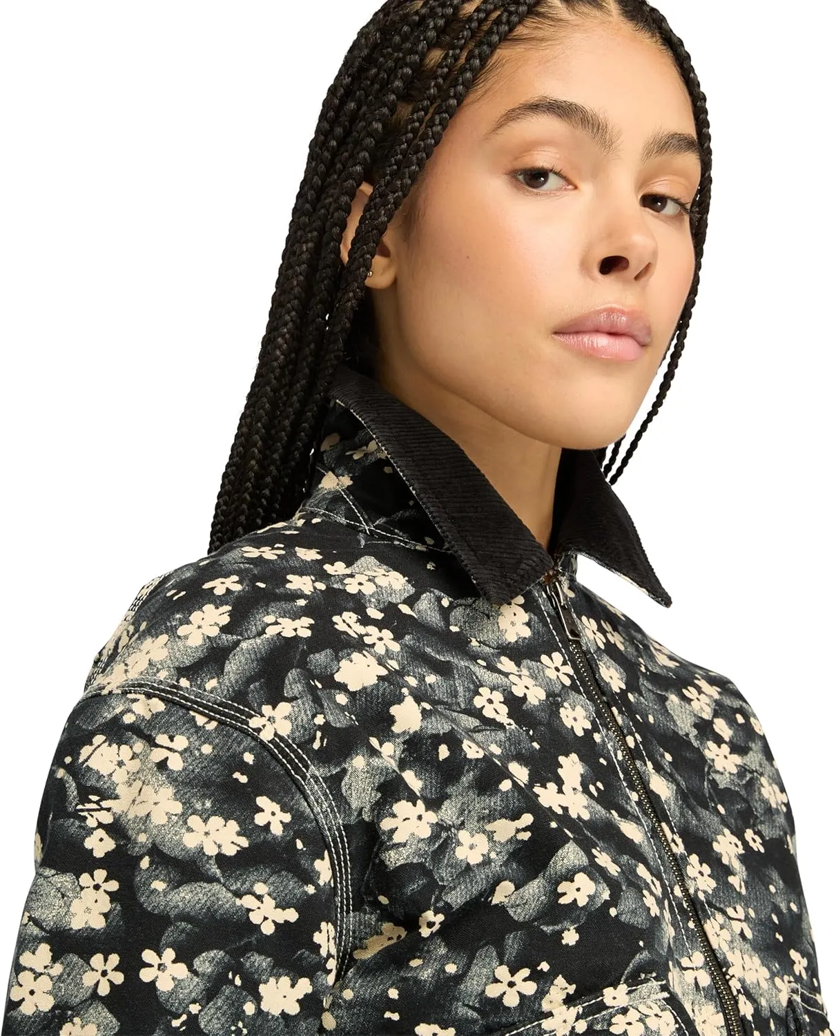 Timberland Women's Quilted Washed Canvas Printed Jacket, Floral Angora Print, Small