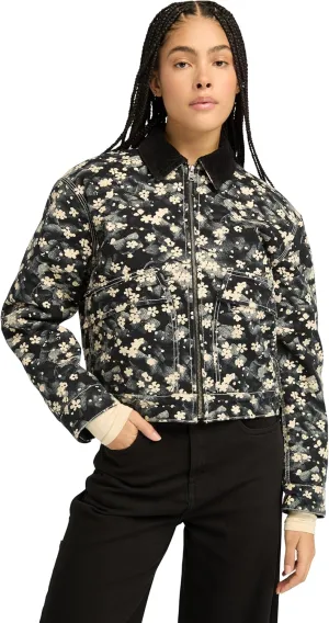 Timberland Women's Quilted Washed Canvas Printed Jacket, Floral Angora Print, Small