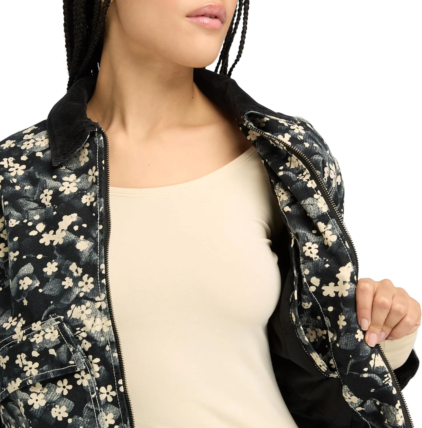 Timberland Women's Quilted Washed Canvas Printed Jacket, Floral Angora Print, Small