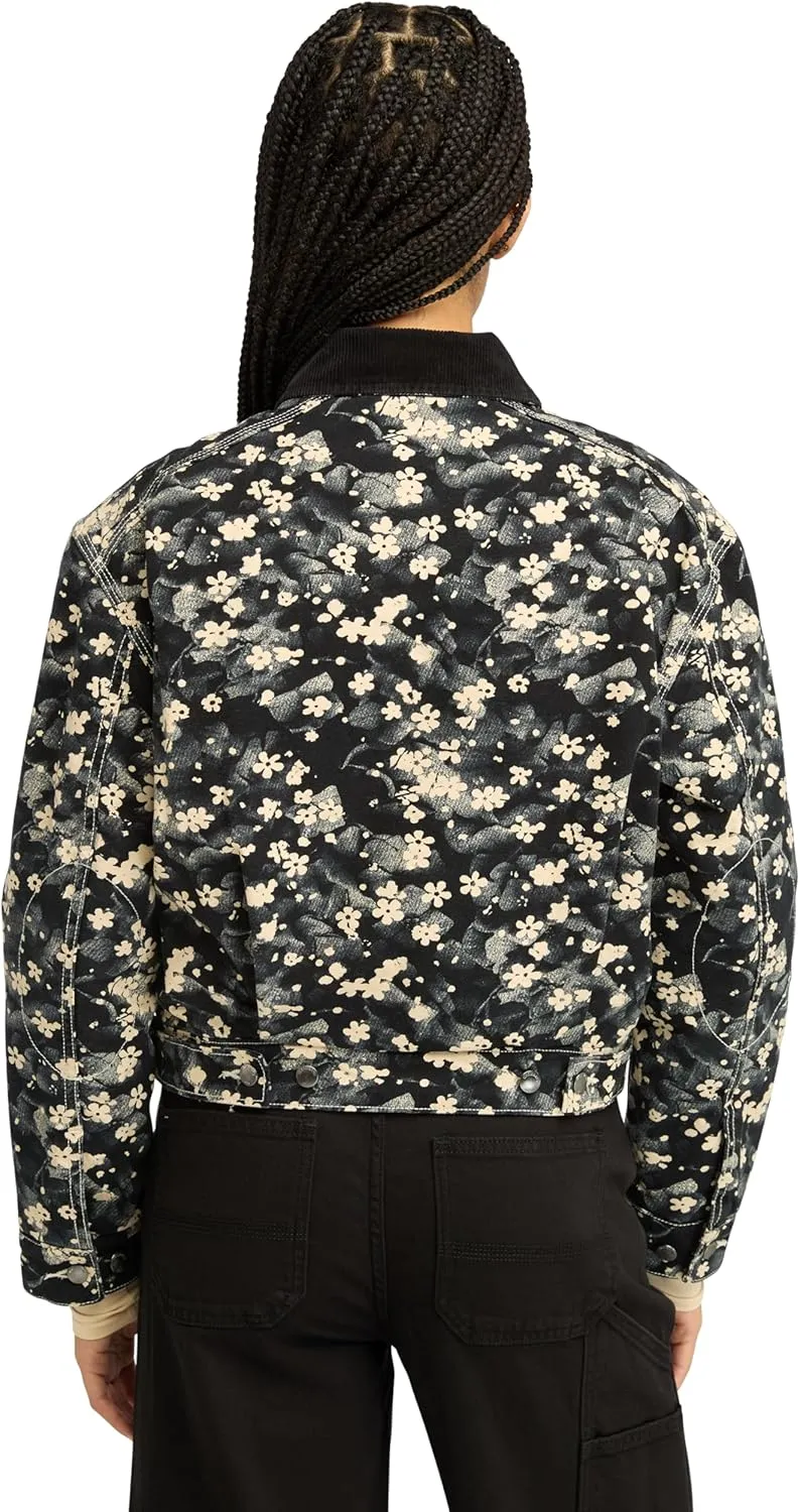 Timberland Women's Quilted Washed Canvas Printed Jacket, Floral Angora Print, Small