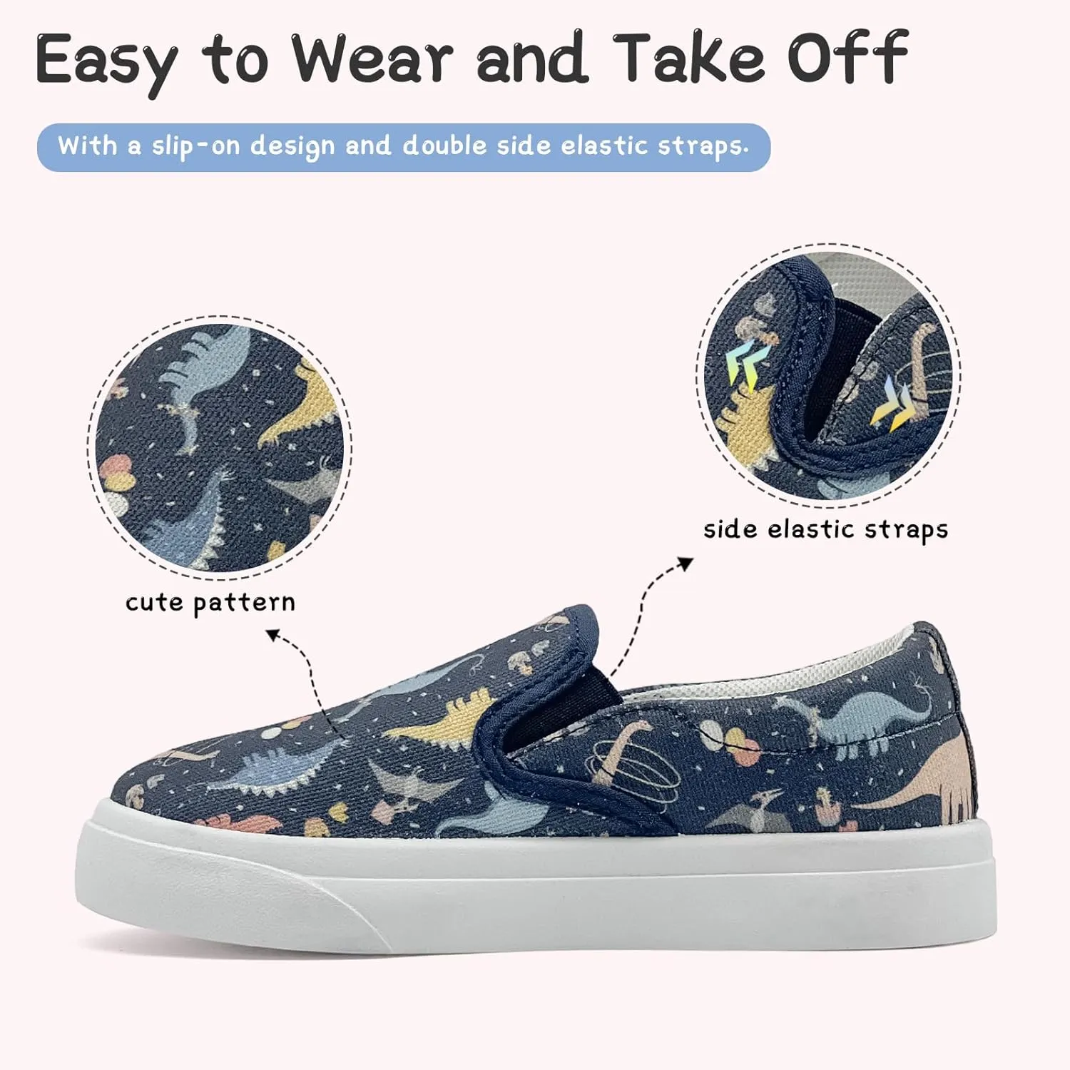 Toddler Shoes for Girls Boys Slip On Canvas Sneakers Lightweight Breathable Cartoon Low Top Kids Casual Walking Shoes