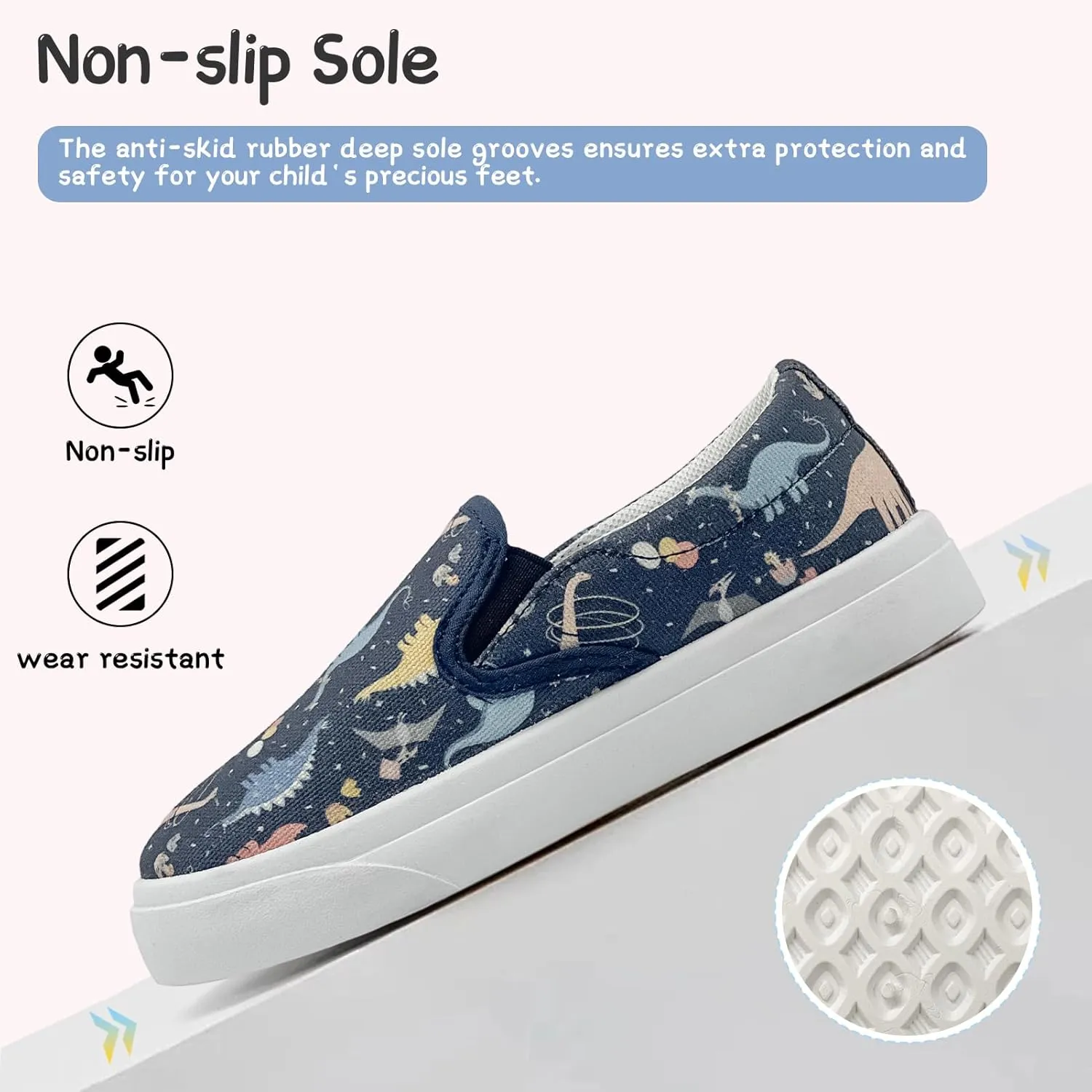 Toddler Shoes for Girls Boys Slip On Canvas Sneakers Lightweight Breathable Cartoon Low Top Kids Casual Walking Shoes