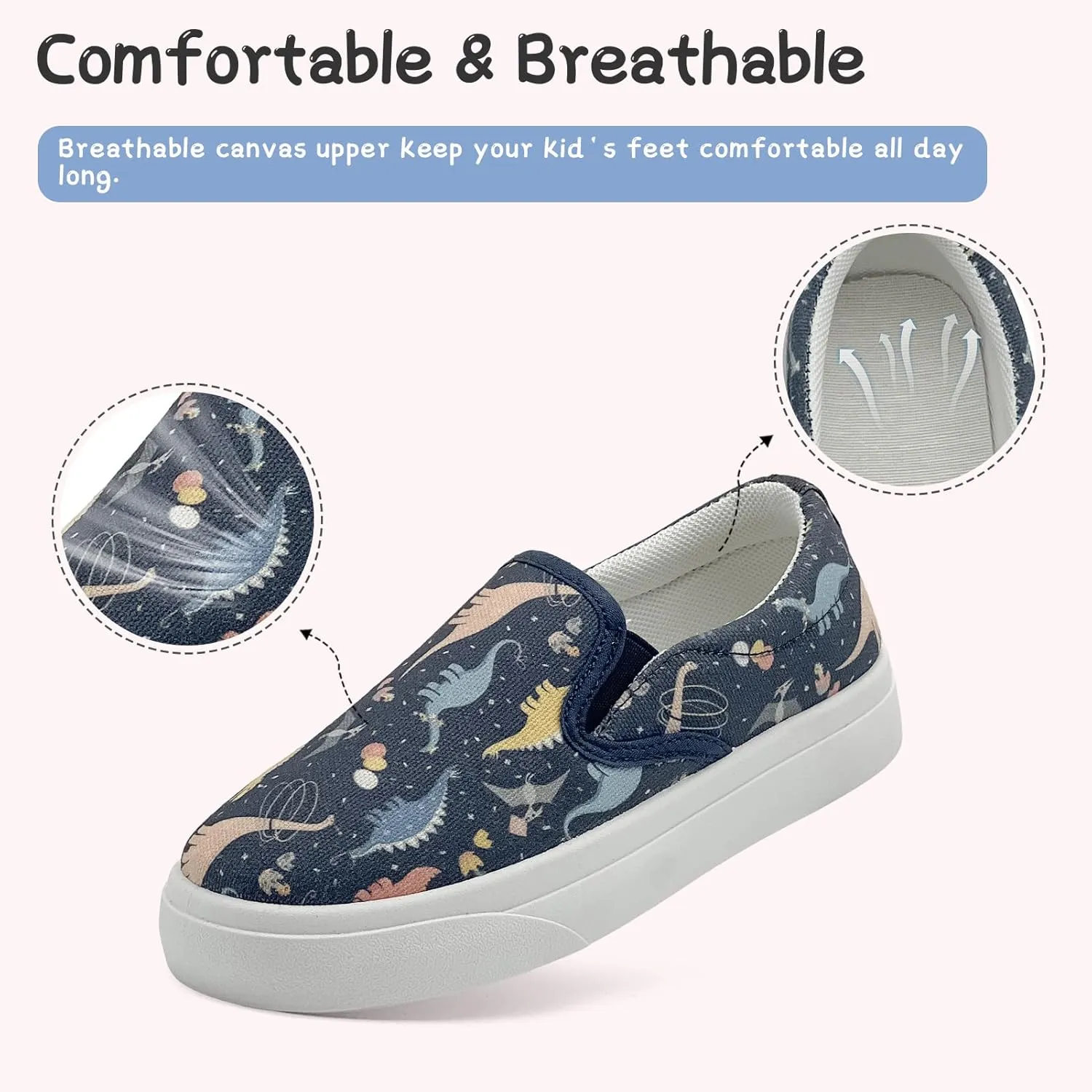 Toddler Shoes for Girls Boys Slip On Canvas Sneakers Lightweight Breathable Cartoon Low Top Kids Casual Walking Shoes