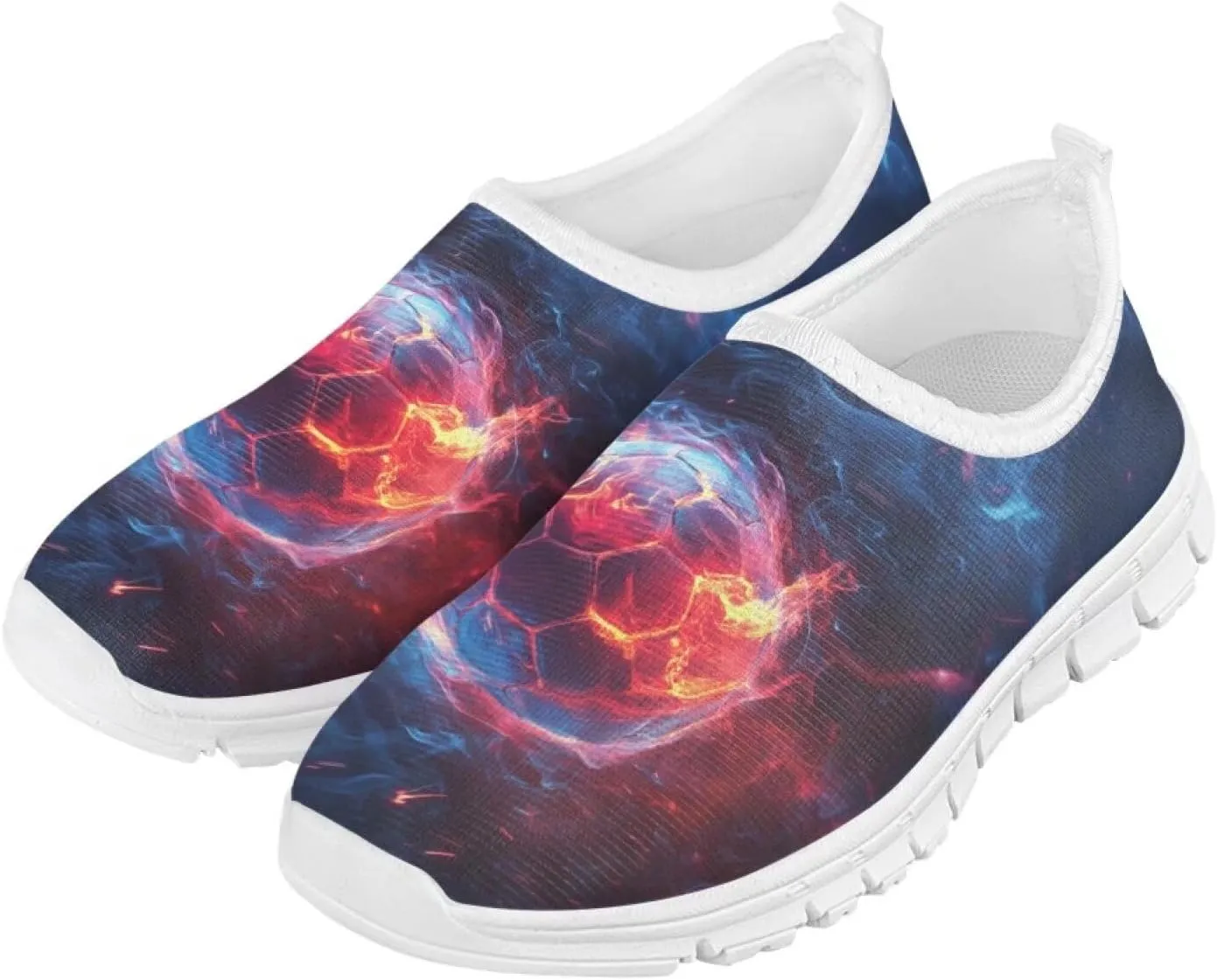 TODIYADDU Soccer Basketball Sports Lover Shoes for Boys Athletic Slip On Sneakers, White