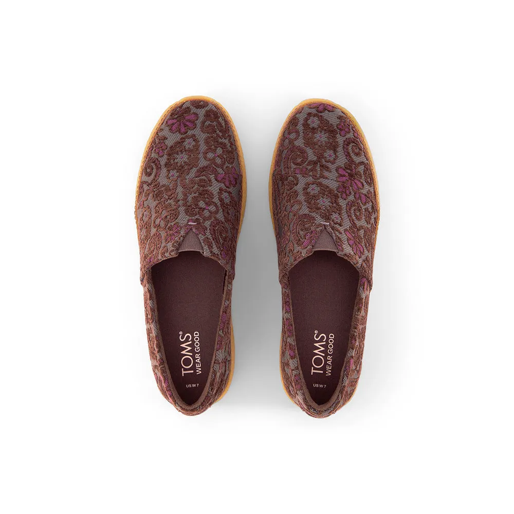 TOMS Women Adelaide Basil Green Floral Brocade Slip on