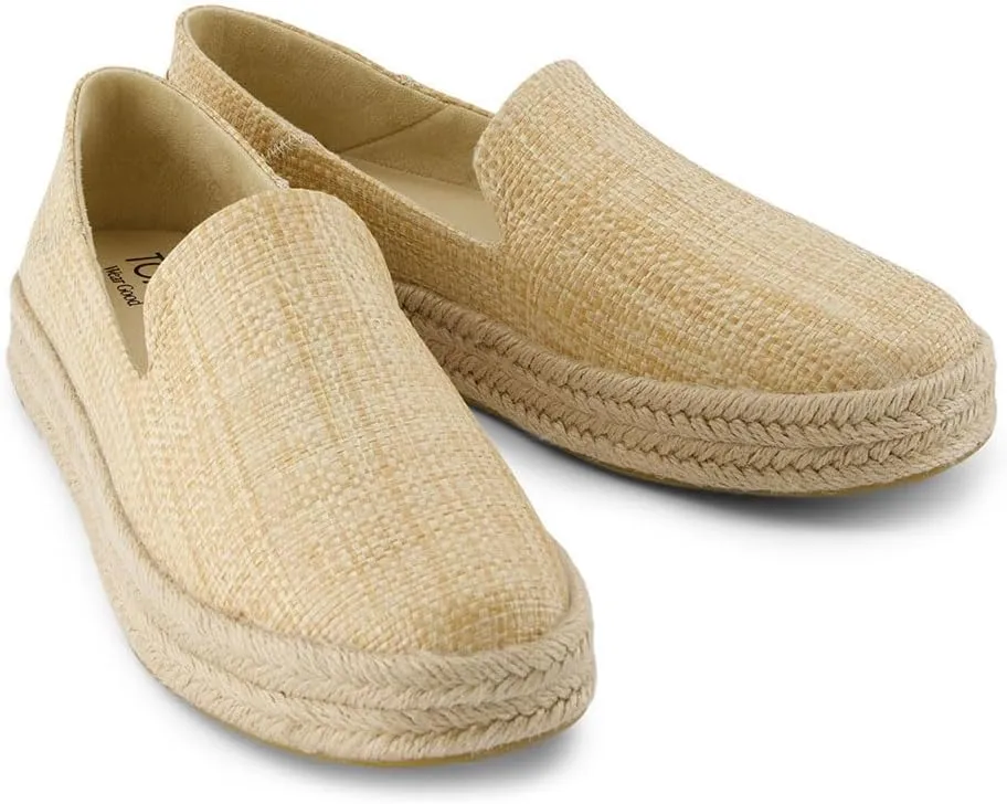 TOMS Womens Carolina Platform Espadrille Slip On Flats Casual - Yellow