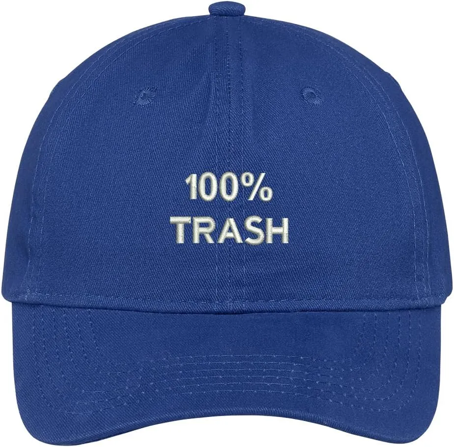 Trendy Apparel Shop 100% Trash Embroidered Cap Premium Cotton Dad Hat