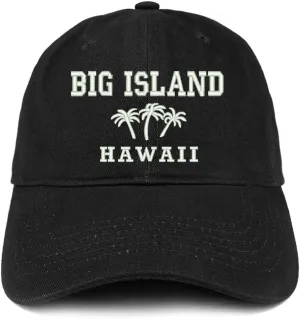 Trendy Apparel Shop Big Island Hawaii and Palm Tree Embroidered Brushed Cap
