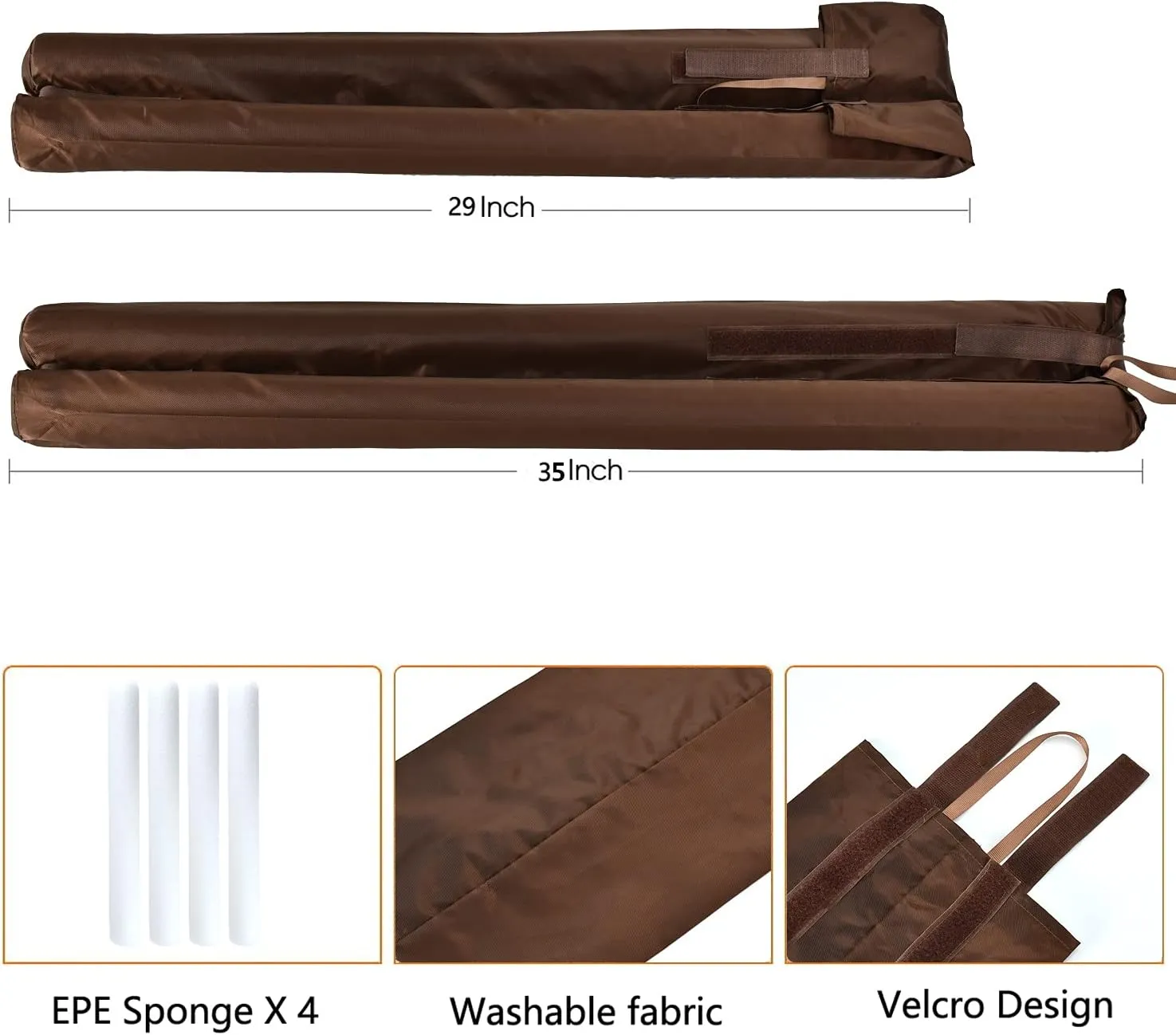 Under Door Draft Stopper Brown 29"-35" Noise Window Breeze Dust Air Blocker Adjustable Door Sweeps