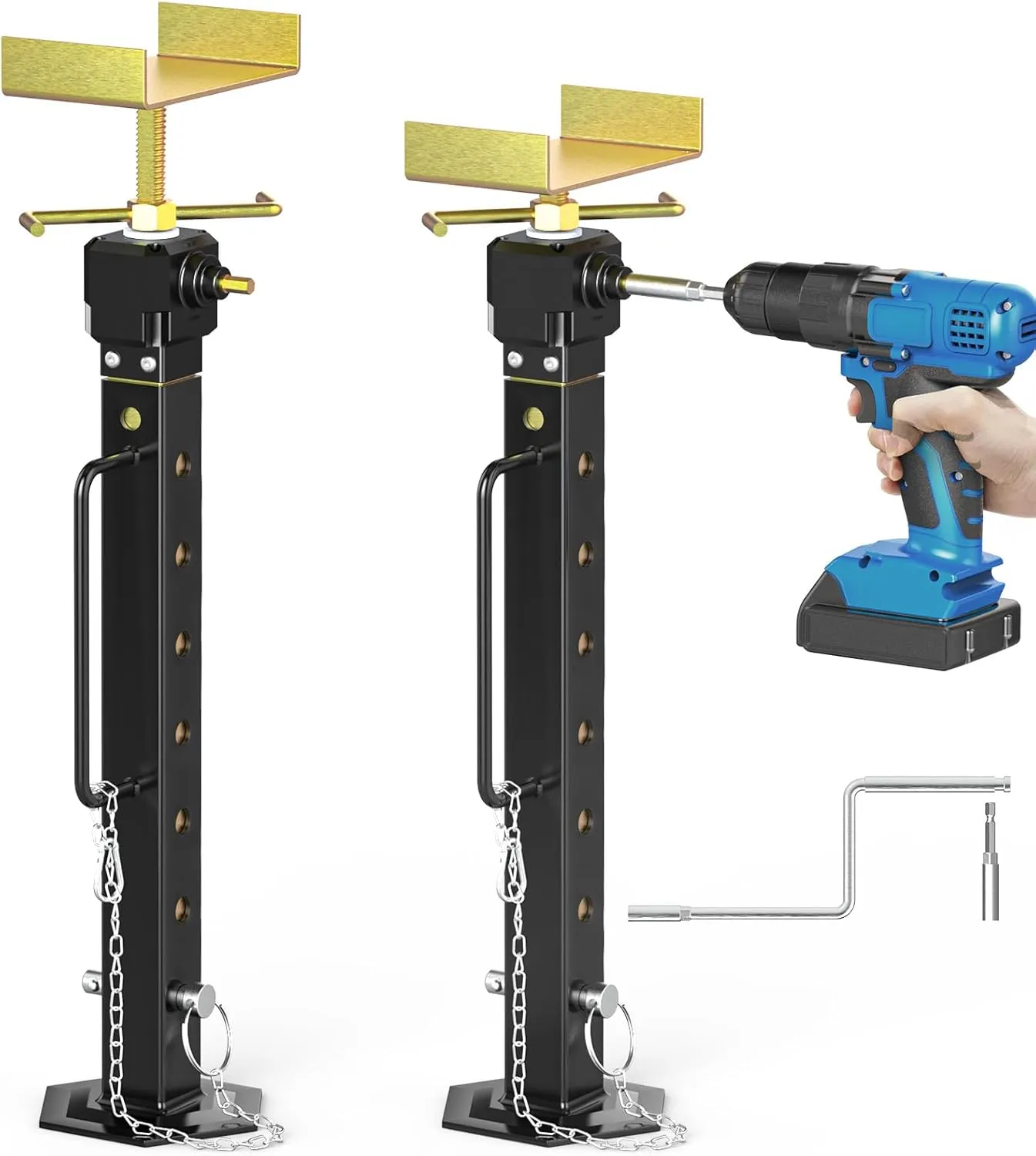 Upgraded RV Slide Out Supports Stabilizer Jacks,Adjustable Height 16"-36",Camper Slide Out Support Jacks,Travel Trailer Stabilizer Jacks,Supports Up to 5,000LBS,Power Drill&Hand Crank Handle Adjust