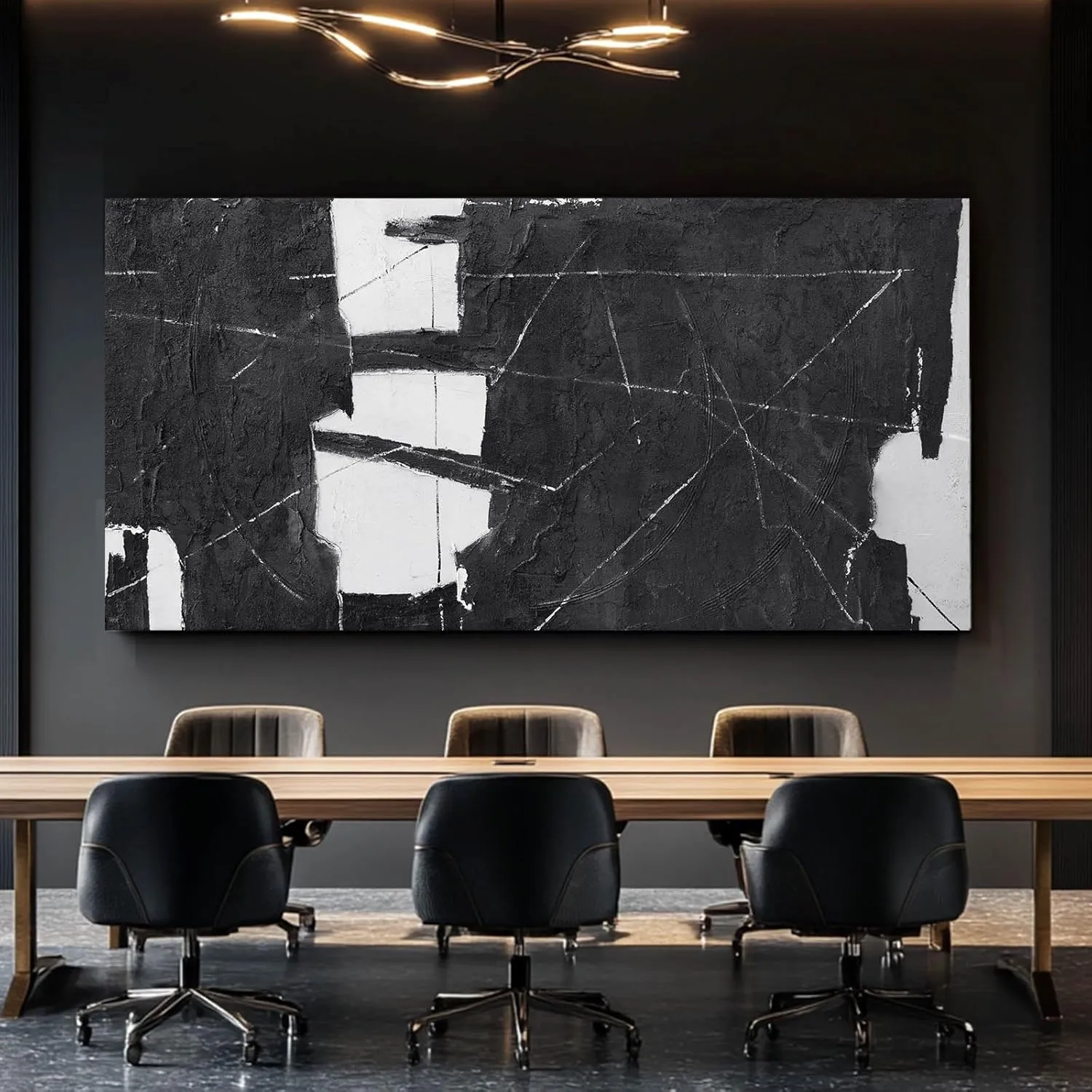 VAYIMDH Black Art Large Abstract Wall Decor for Living Room Black and White Painting on Canvas Line Prints for Walls Office Home Decorations 29x58 Inches