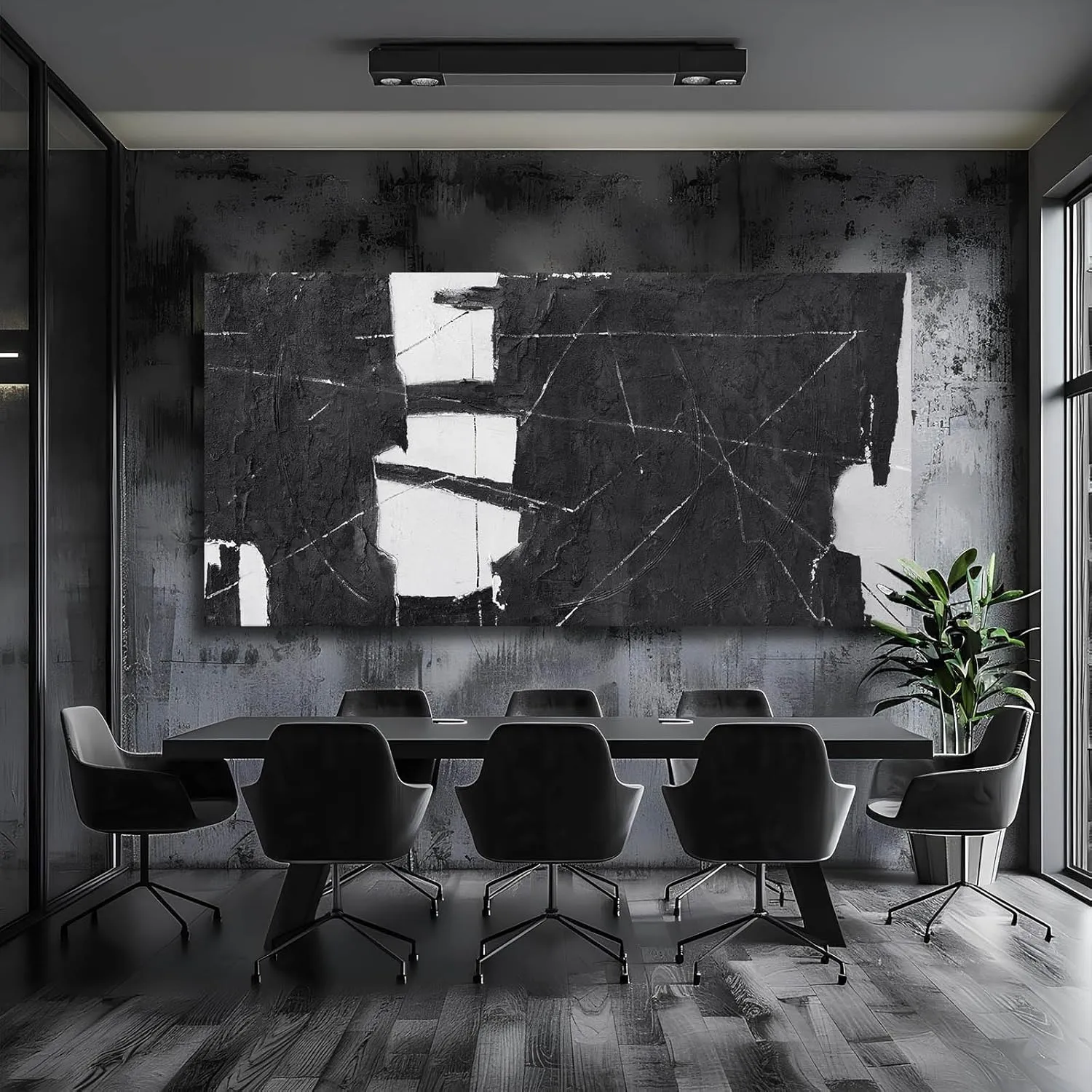 VAYIMDH Black Art Large Abstract Wall Decor for Living Room Black and White Painting on Canvas Line Prints for Walls Office Home Decorations 29x58 Inches