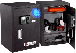 Viking Security Safe VS-50BLX Heavy Duty Large Biometric Fingerprint Safe for Gun, Fast Access Box Pistol Anti-Pry Insertion Slots 500 DPI Optical Sensor Adjustable Shelves