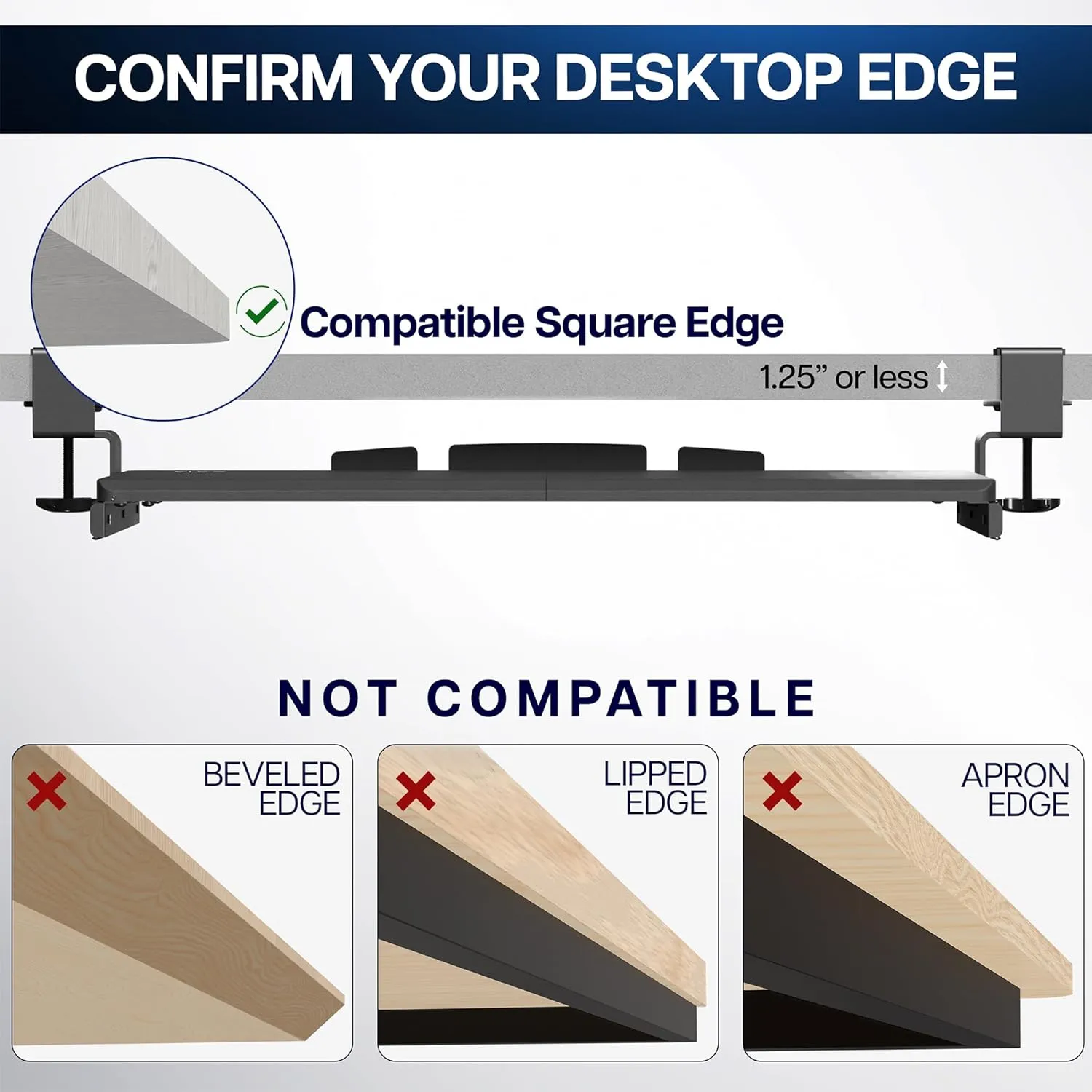 VIVO Large Clamp-on Computer Keyboard and Mouse Under Desk Slider Tray, 27 x 11 inch Pull Out Platform Drawer, Light Wood, MOUNT-KB05A