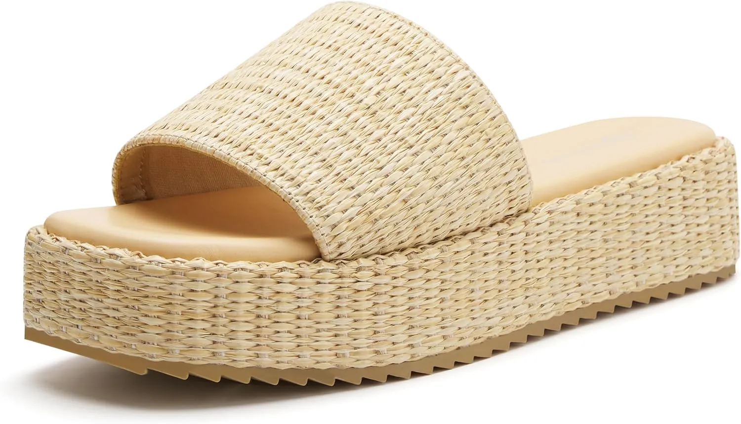vodvob Platform Sandals for Women Open Toe Comfort Slip On Espadrille Sandals Cute Beach Straw Raffia Sandals Casual Summer Vacation for Women