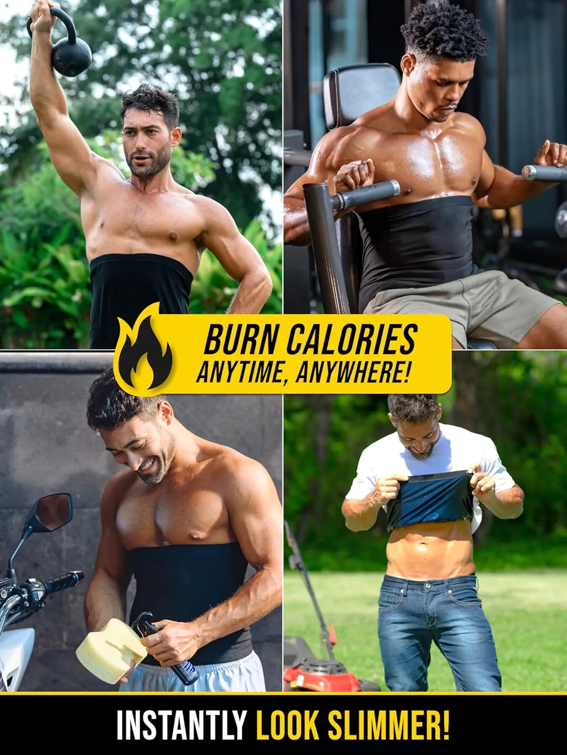 Waist Trainer for Men (XS-10XL) -Sweat More, Shape Your Back & Abdomen - Wear During Workout