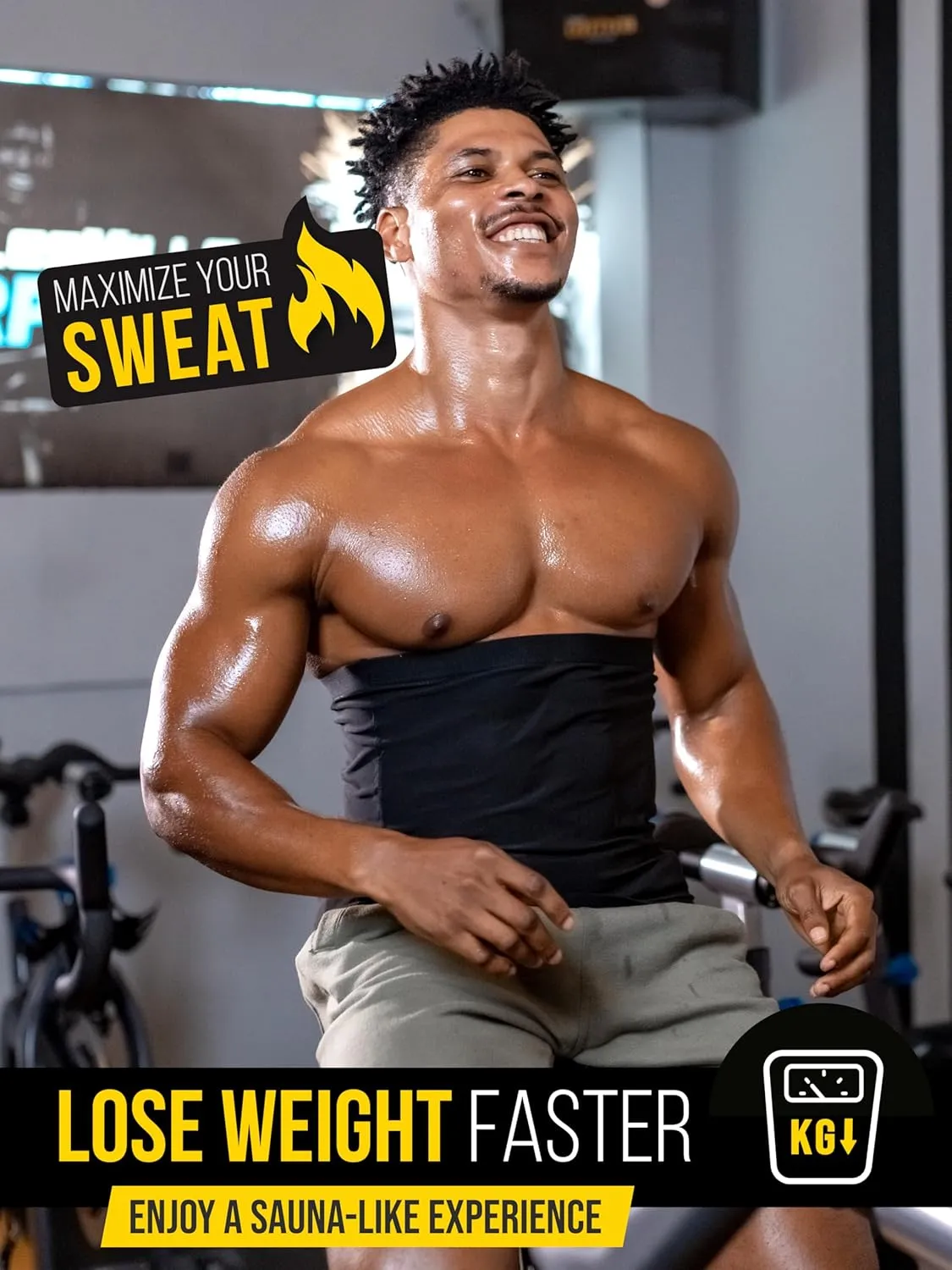Waist Trainer for Men (XS-10XL) -Sweat More, Shape Your Back & Abdomen - Wear During Workout