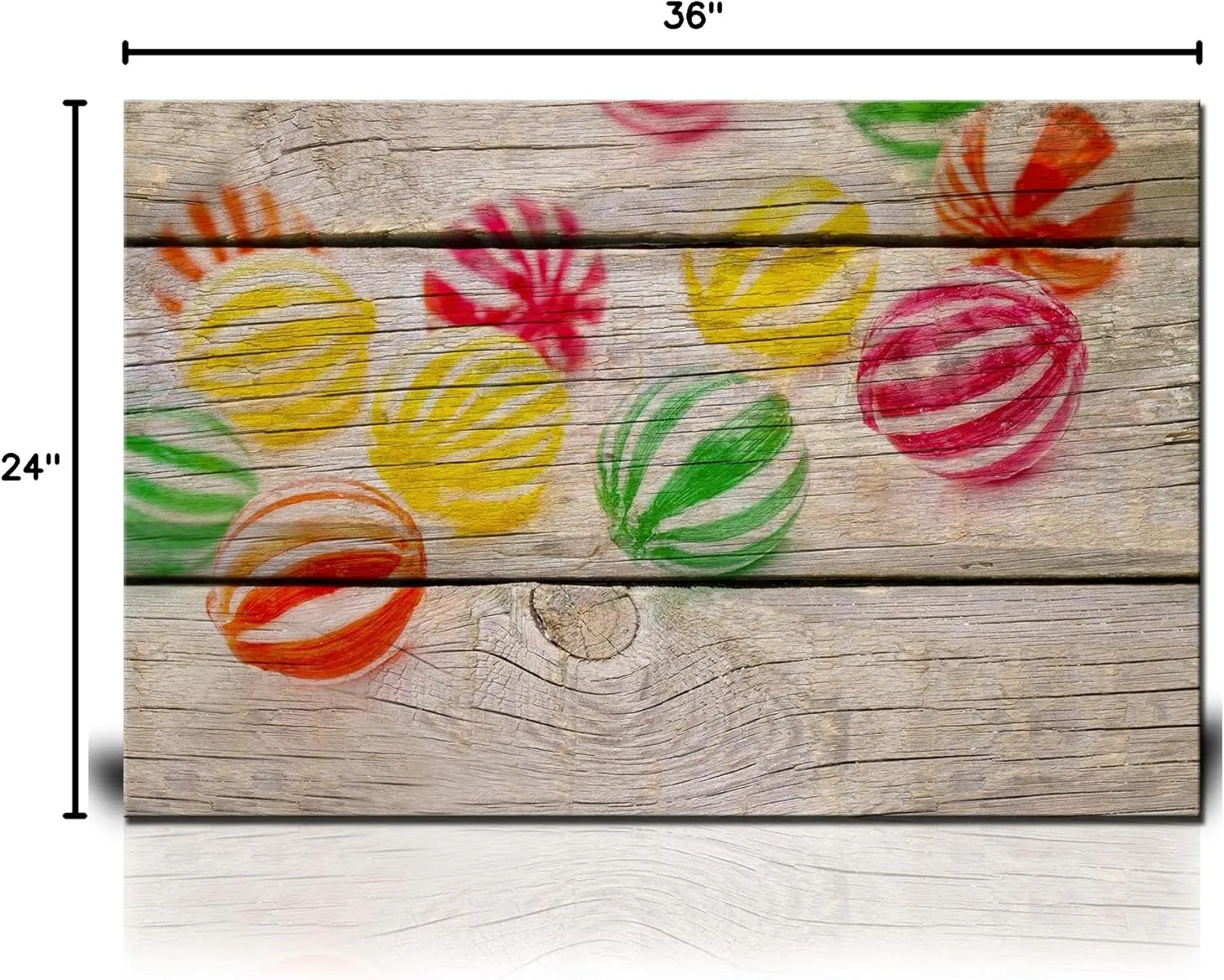 wall26 - Canvas Wall Art - Colored Candies on Wooden Background - Giclee Print Gallery Wrap Modern Home Art Ready to Hang - 24" x 36"