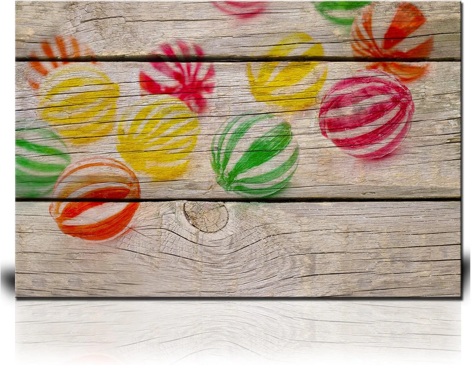 wall26 - Canvas Wall Art - Colored Candies on Wooden Background - Giclee Print Gallery Wrap Modern Home Art Ready to Hang - 24" x 36"