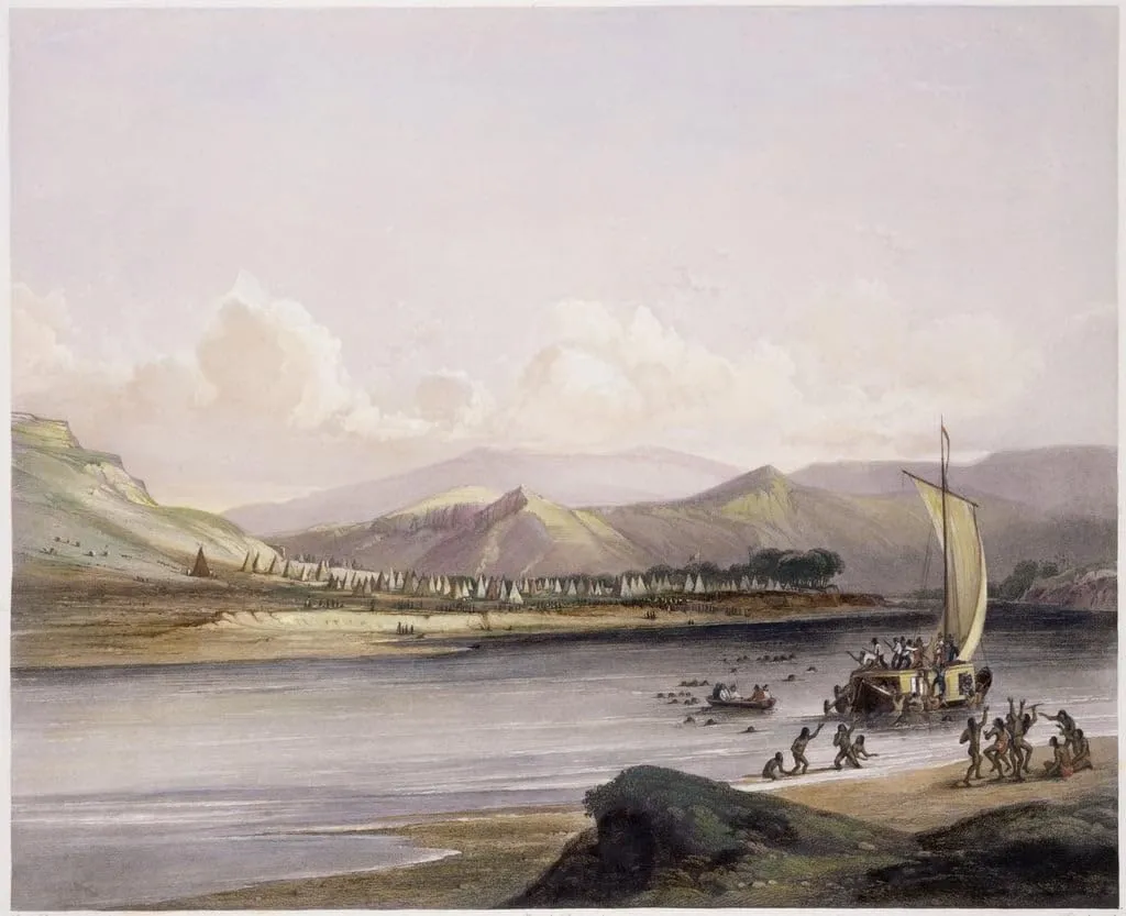 WALLKiART Famous Picture Artwork Prints On Canvas Camp of the Gros Ventres of the Prairies on the Upper Missouri by Karl Bodmer Posters and Prints for Home Decor 60x90cm