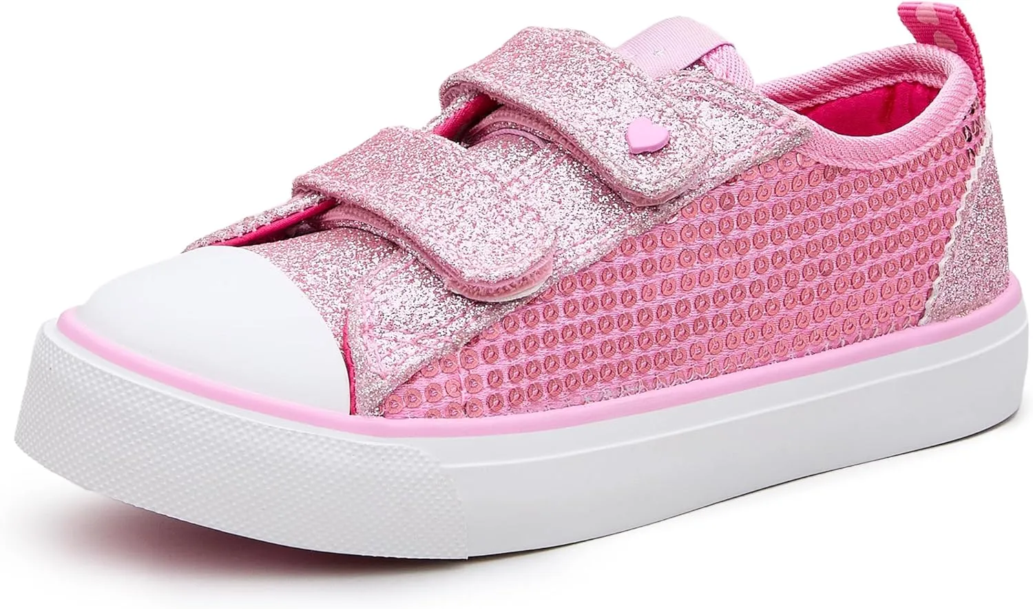 Weestep Girls Glitter Low-Top Casual Canvas Shoes - Lightweight Fashion Sneakers for Toddler and Little Kid