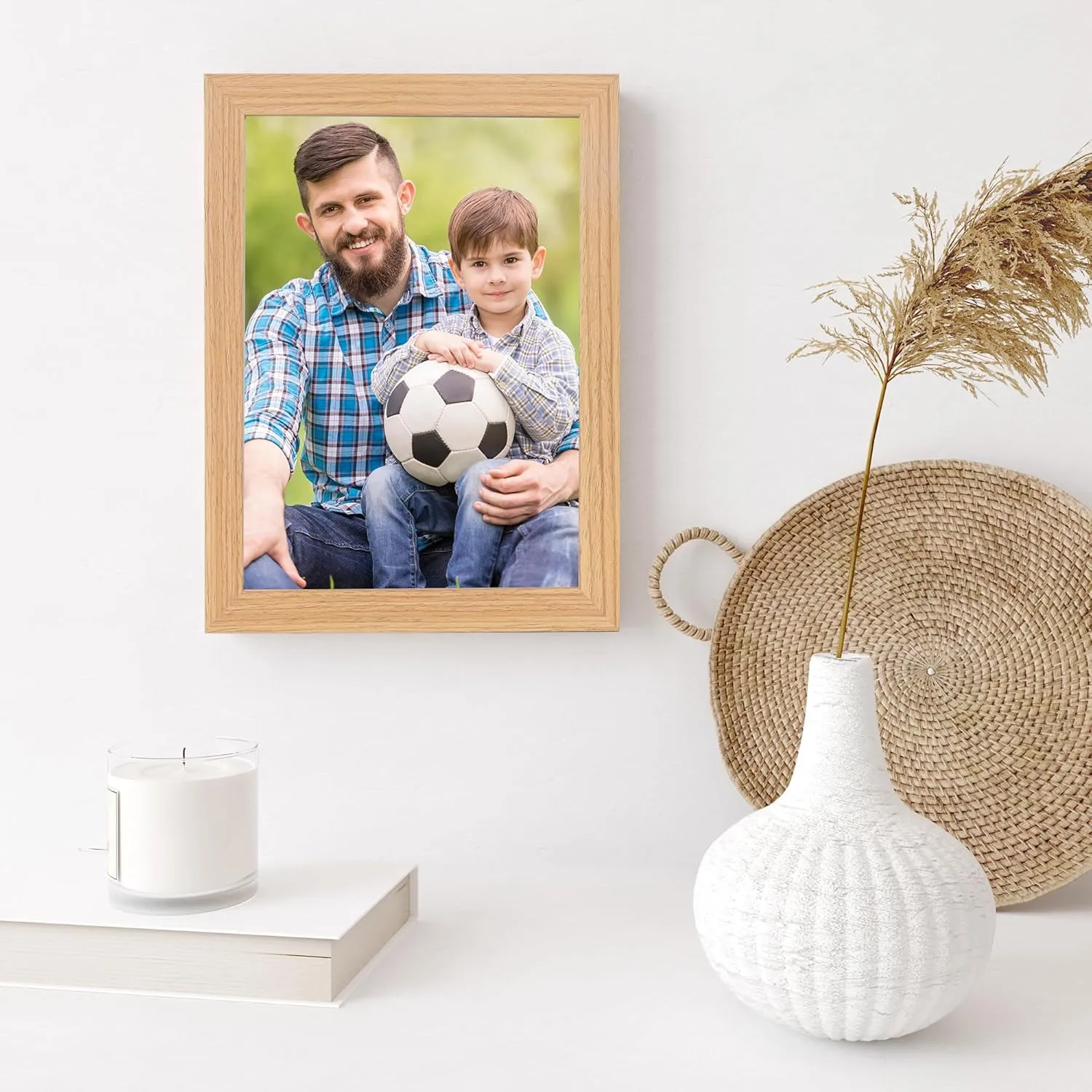 WEGA Custom Canvas Photo Prints with 8x10 Picture Framed,Personalized Picture on Canvas Wall Art/Desk Decor for Family Gifts for Mom/Men/Women (Wood)