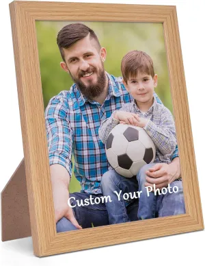 WEGA Custom Canvas Photo Prints with 8x10 Picture Framed,Personalized Picture on Canvas Wall Art/Desk Decor for Family Gifts for Mom/Men/Women (Wood)
