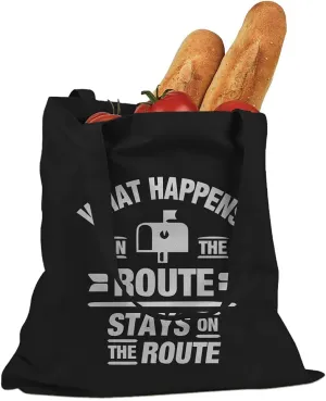 What Happens on the Route Stays on the Route Cotton Canvas Tote Bag