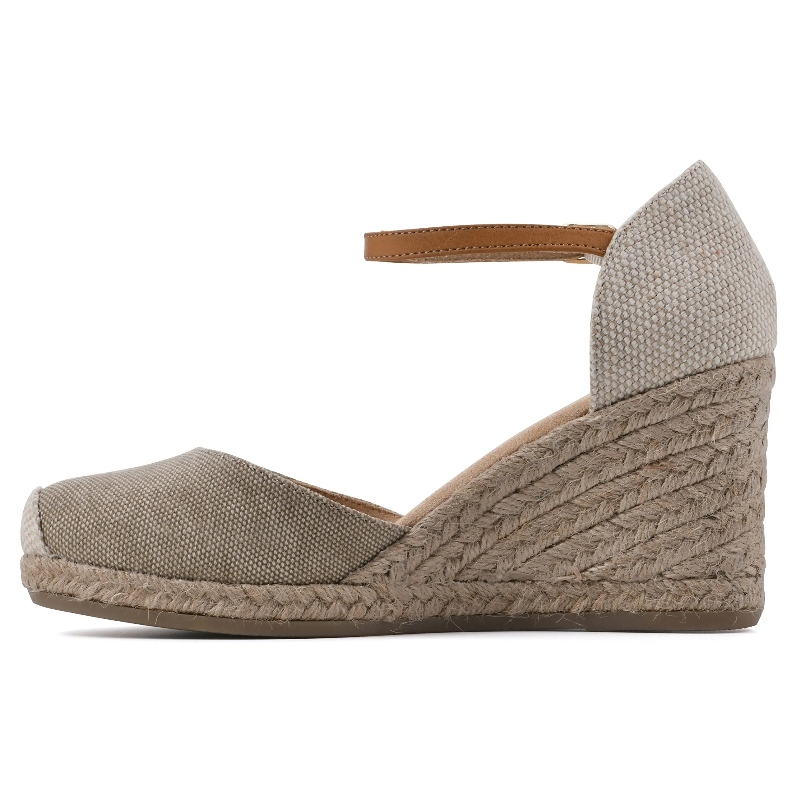 WHITE MOUNTAIN Women's Mamba Espadrille Wedge Sandal, Lttaupe/Canvas, 11 M