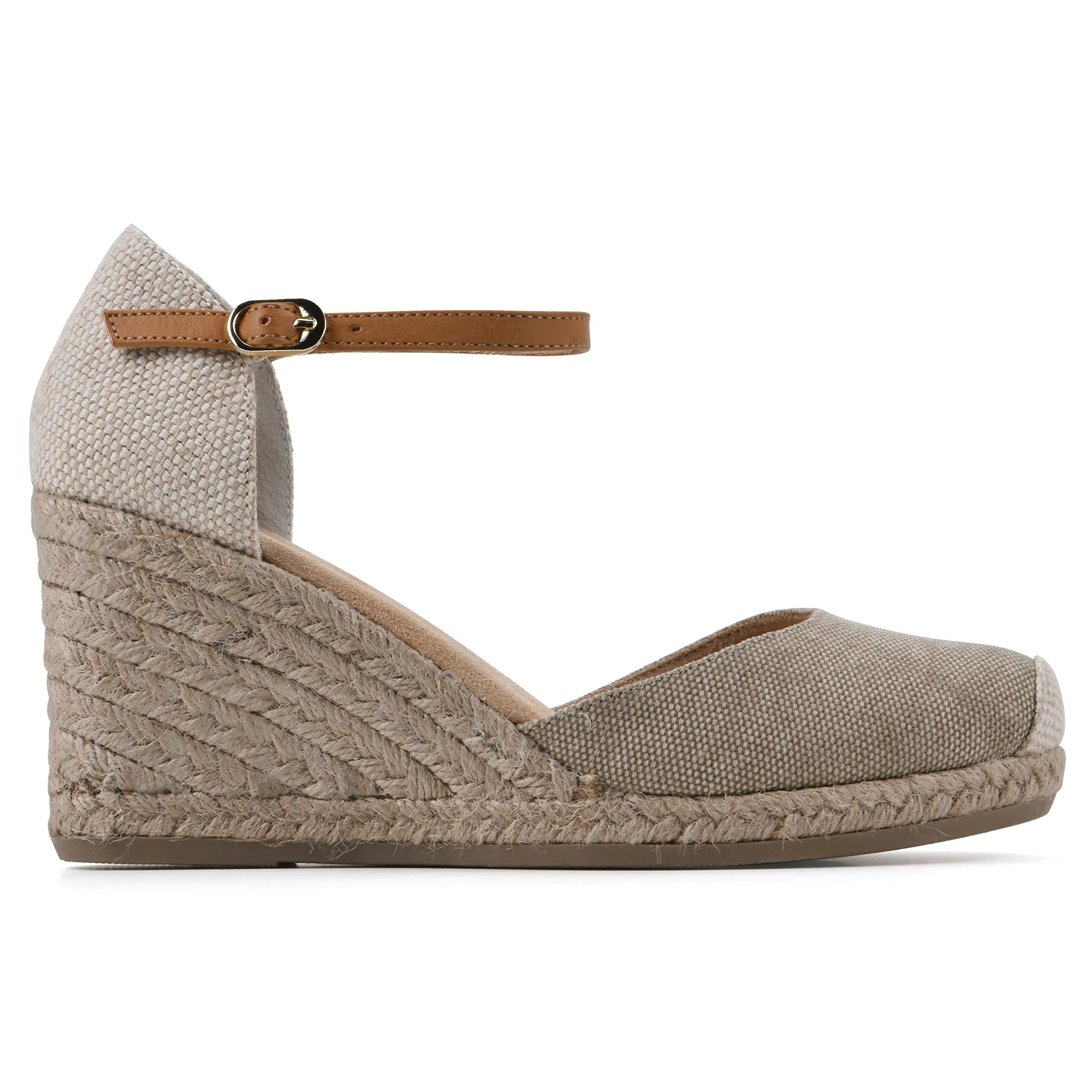 WHITE MOUNTAIN Women's Mamba Espadrille Wedge Sandal, Lttaupe/Canvas, 11 M