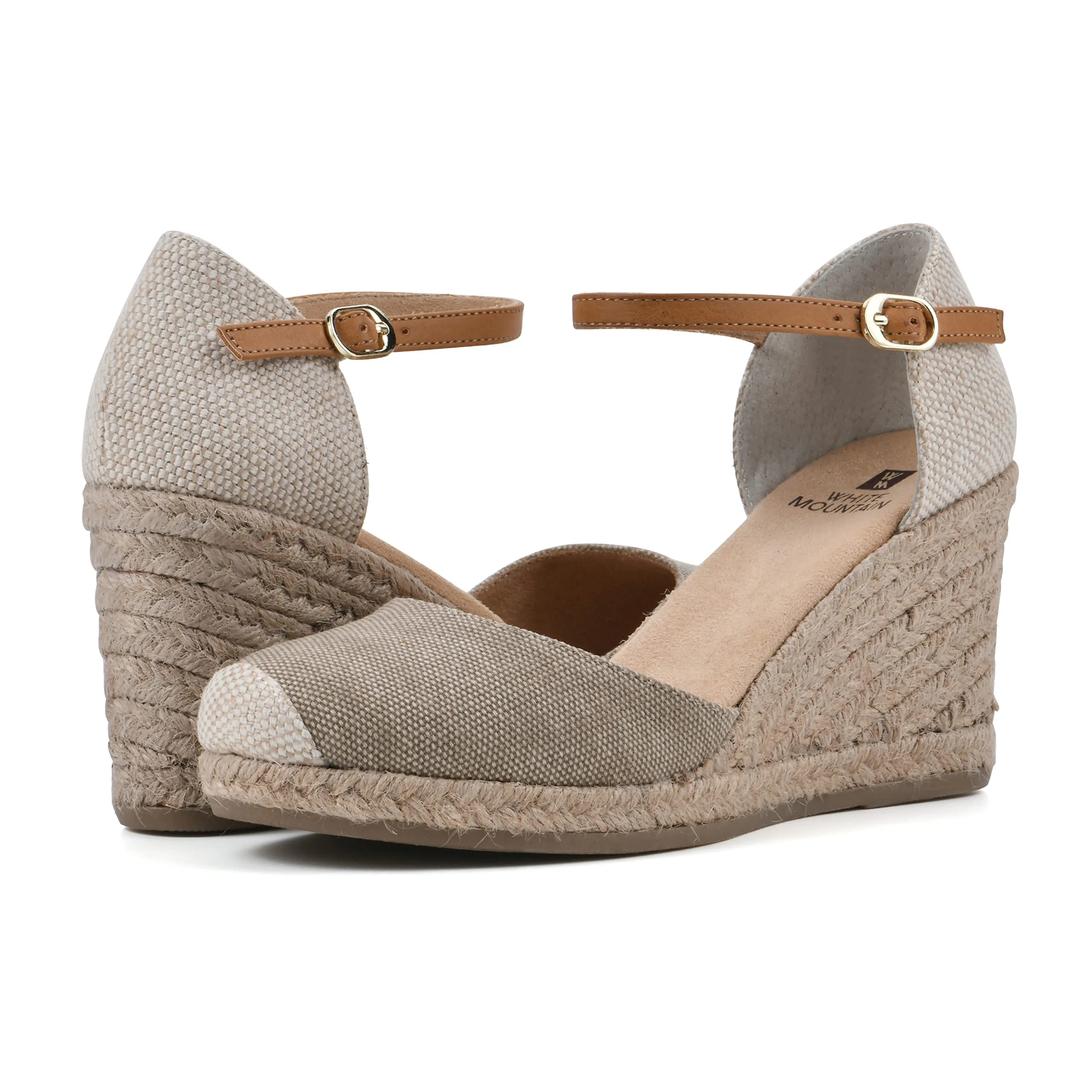 WHITE MOUNTAIN Women's Mamba Espadrille Wedge Sandal, Lttaupe/Canvas, 11 M