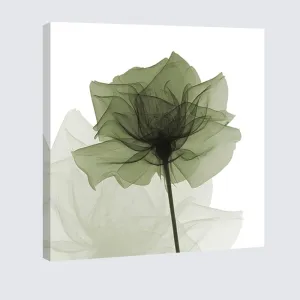 Wieco Art Large Contemporary Gallery Wrapped Floral Giclee Canvas Print Green Flickering Flowers Pictures Paintings on Canvas Wall Art Ready to Hang for Living Room Home Decorations 24x24 inch