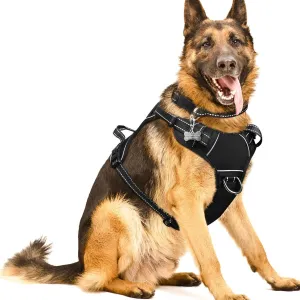 WINSEE Dog/Pet Harnesses No Pull with Dog Collar, Adjustable Reflective Oxford Outdoor Vest, Front/Back Leash Clips for Small, Medium, Large, Extra Large Dogs, Easy Control Handle for Walking
