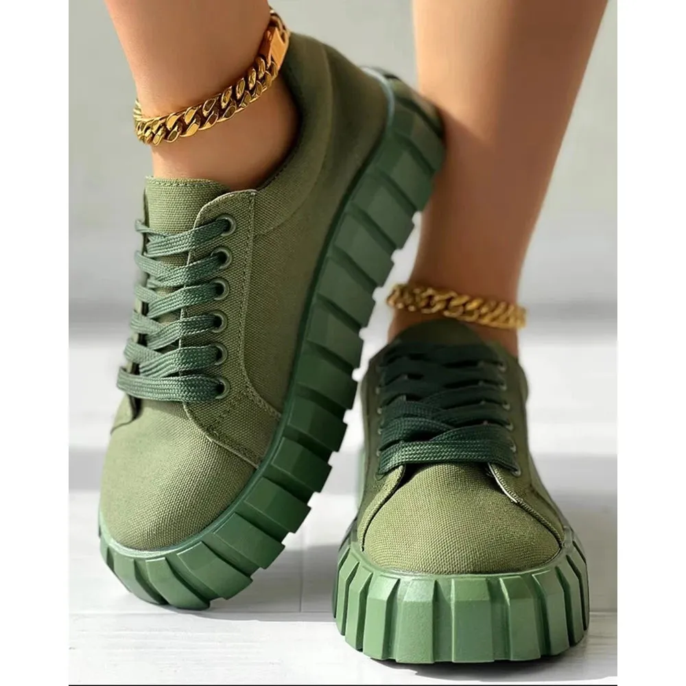 Women Laced Sneakers Canvas Shoes Chaussure Femme Espadrille Casual Canvas Shoes Women y2k Solid Flats Sports Shoes for Women