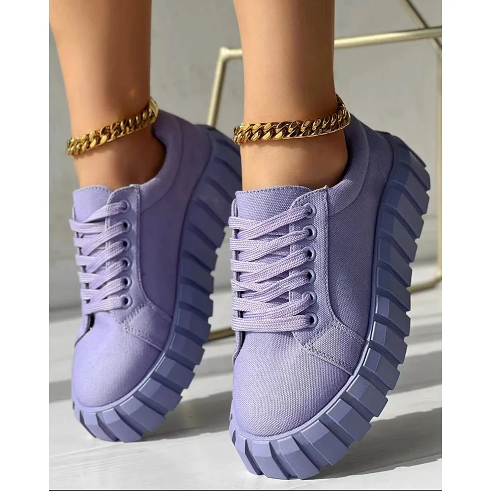Women Laced Sneakers Canvas Shoes Chaussure Femme Espadrille Casual Canvas Shoes Women y2k Solid Flats Sports Shoes for Women