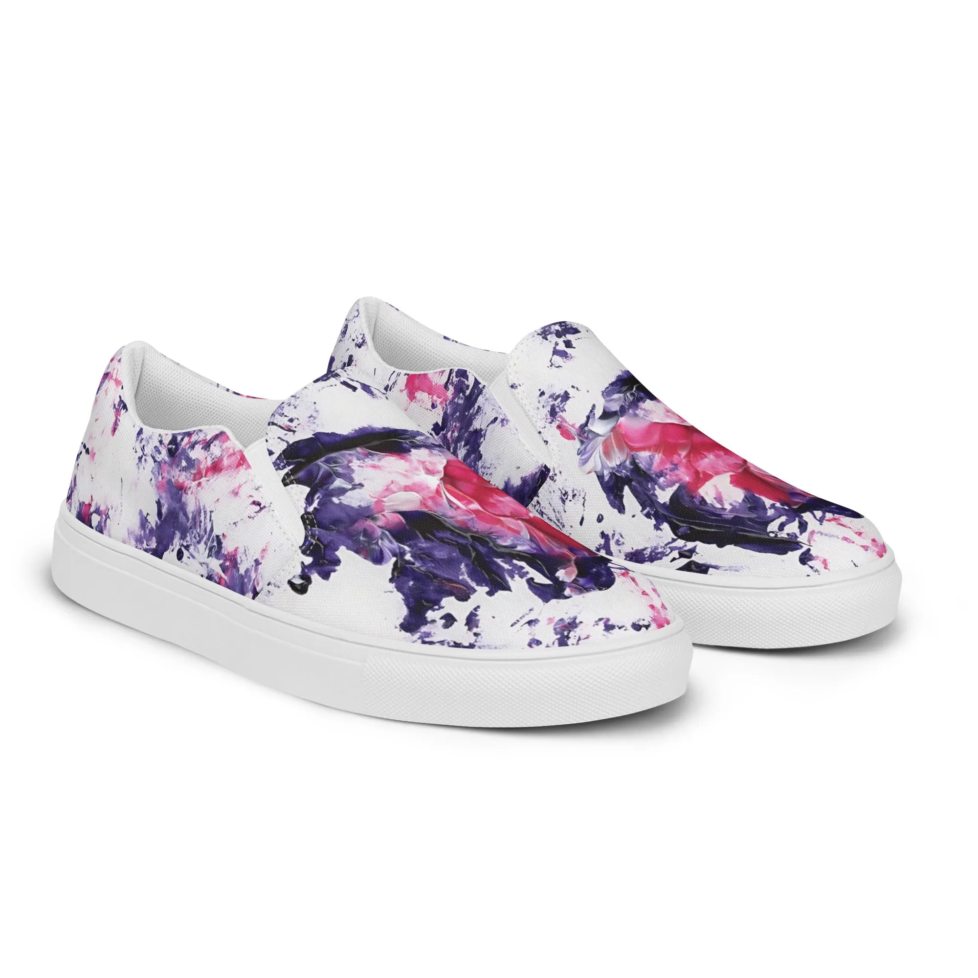 Women's Canvas Slip-On Shoes | Purple and Pink Abstract Design