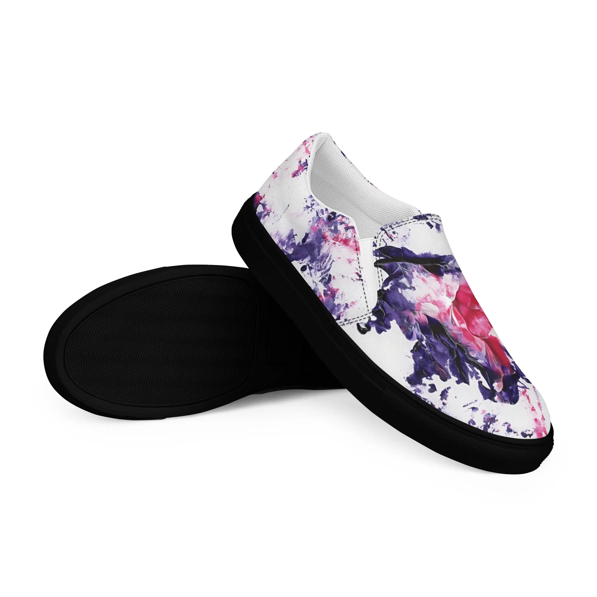 Women's Canvas Slip-On Shoes | Purple and Pink Abstract Design