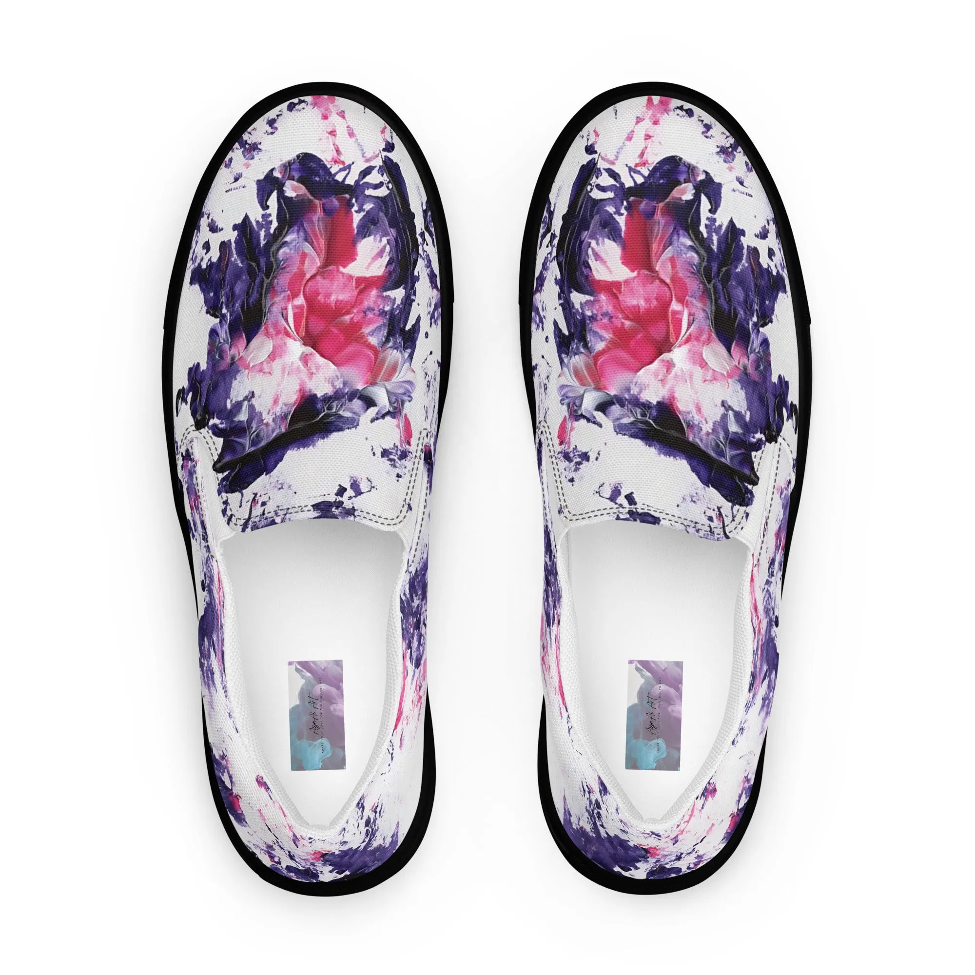 Women's Canvas Slip-On Shoes | Purple and Pink Abstract Design