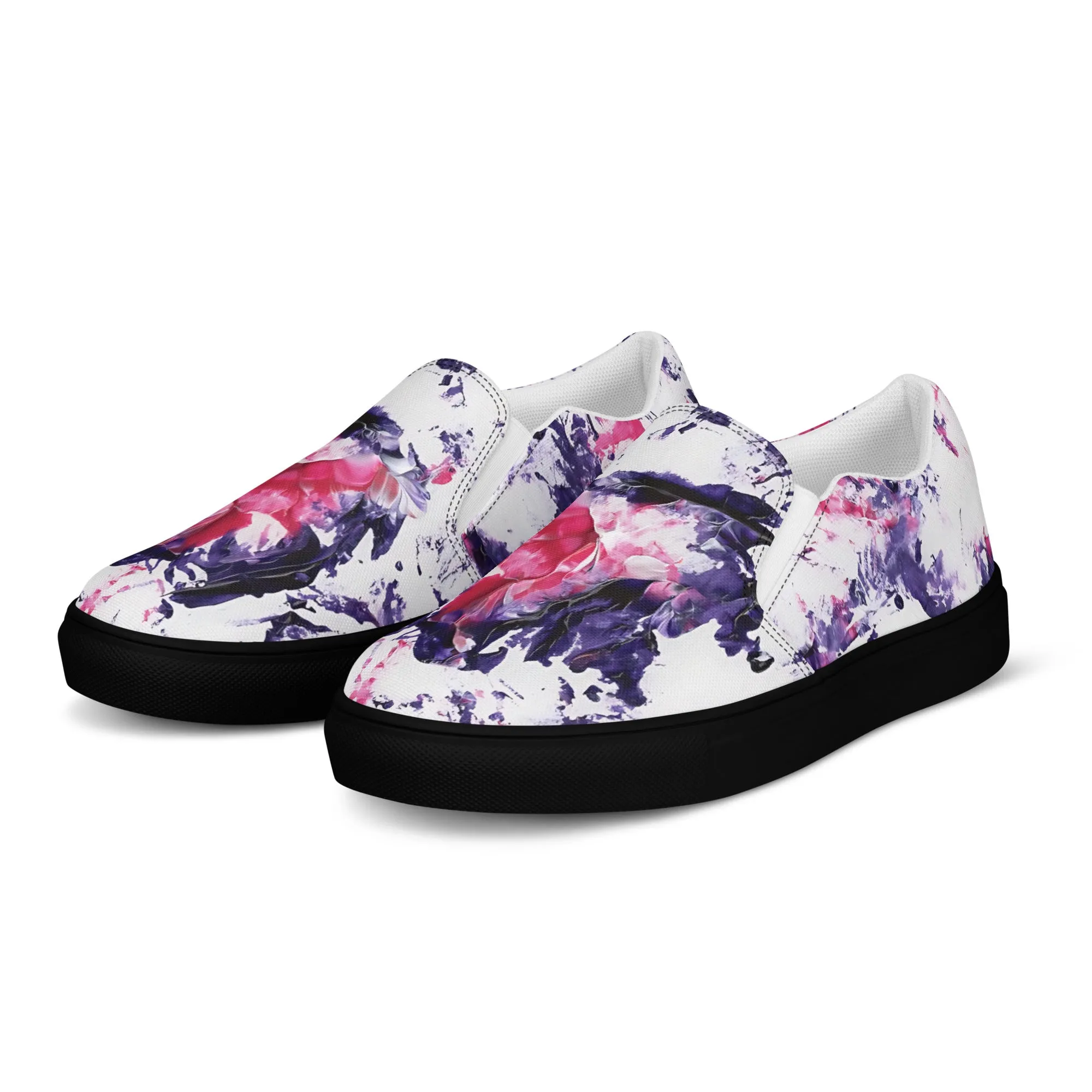Women's Canvas Slip-On Shoes | Purple and Pink Abstract Design