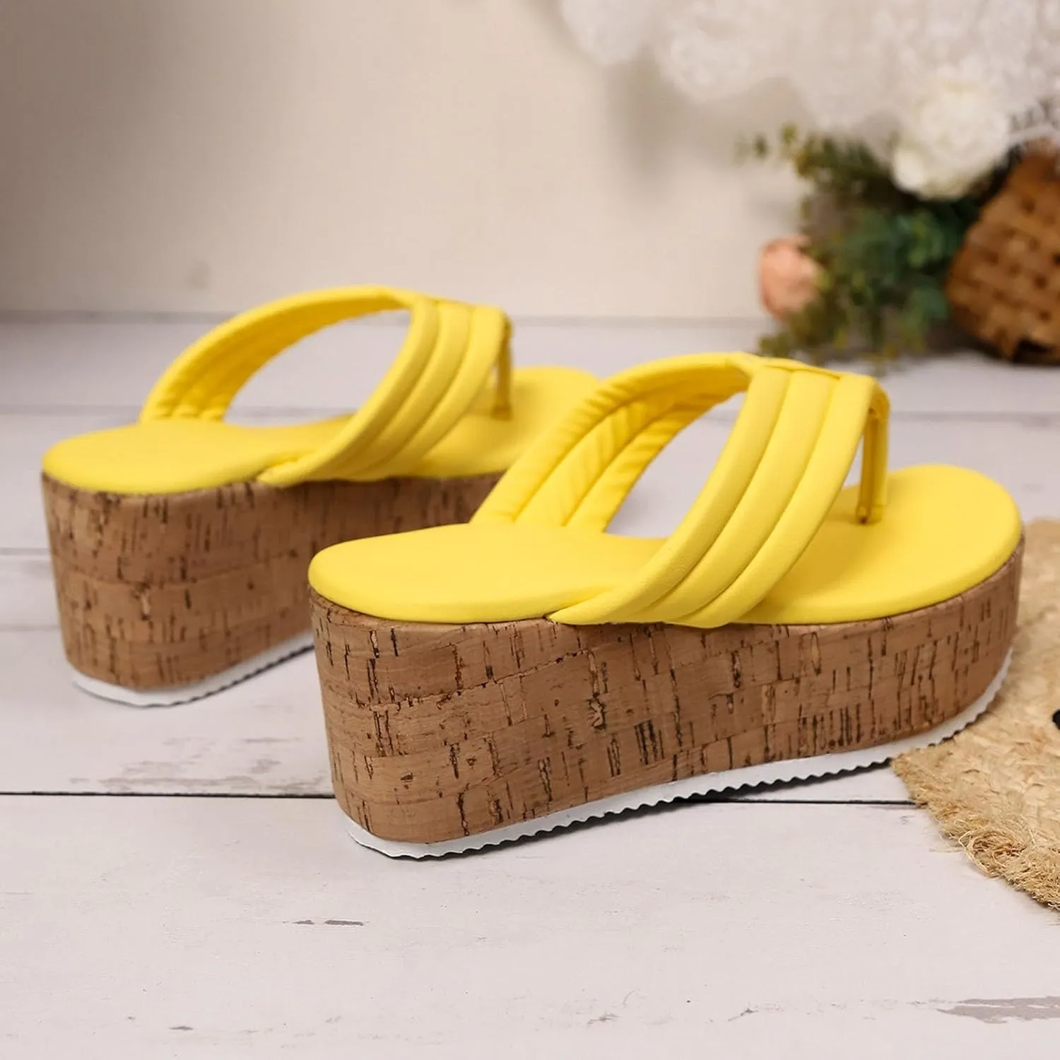 Women's Leather Clip Toe Platform Wedge Slippers Temperament Non Slip Beach Slippers Sandals for Women 2025