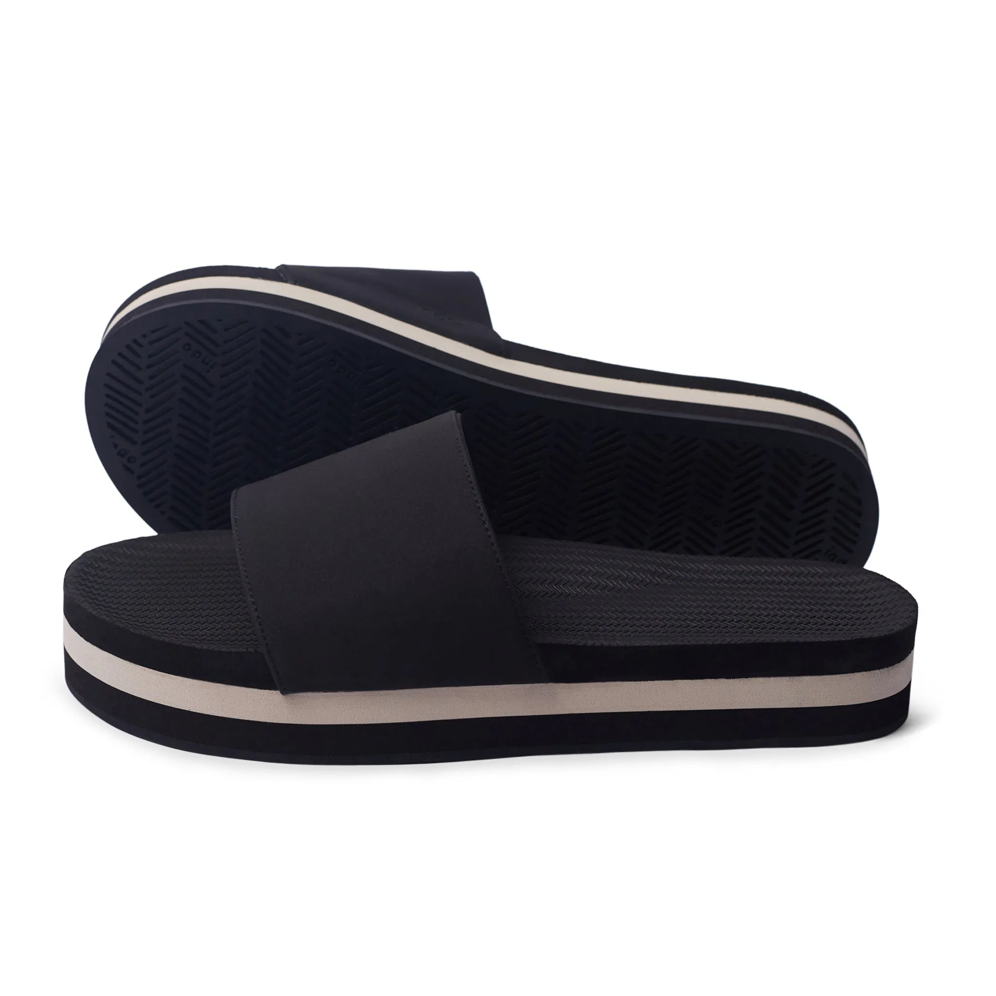 Women's Platform Slide - Black & Sea Salt